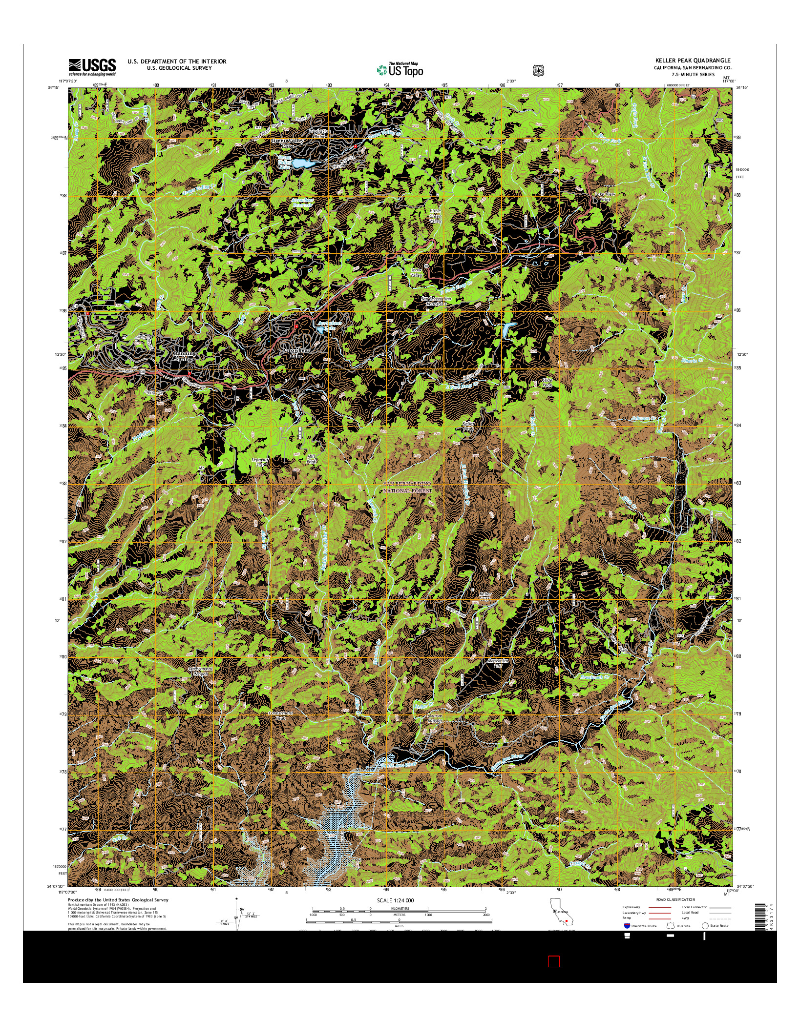 USGS US TOPO 7.5-MINUTE MAP FOR KELLER PEAK, CA 2015