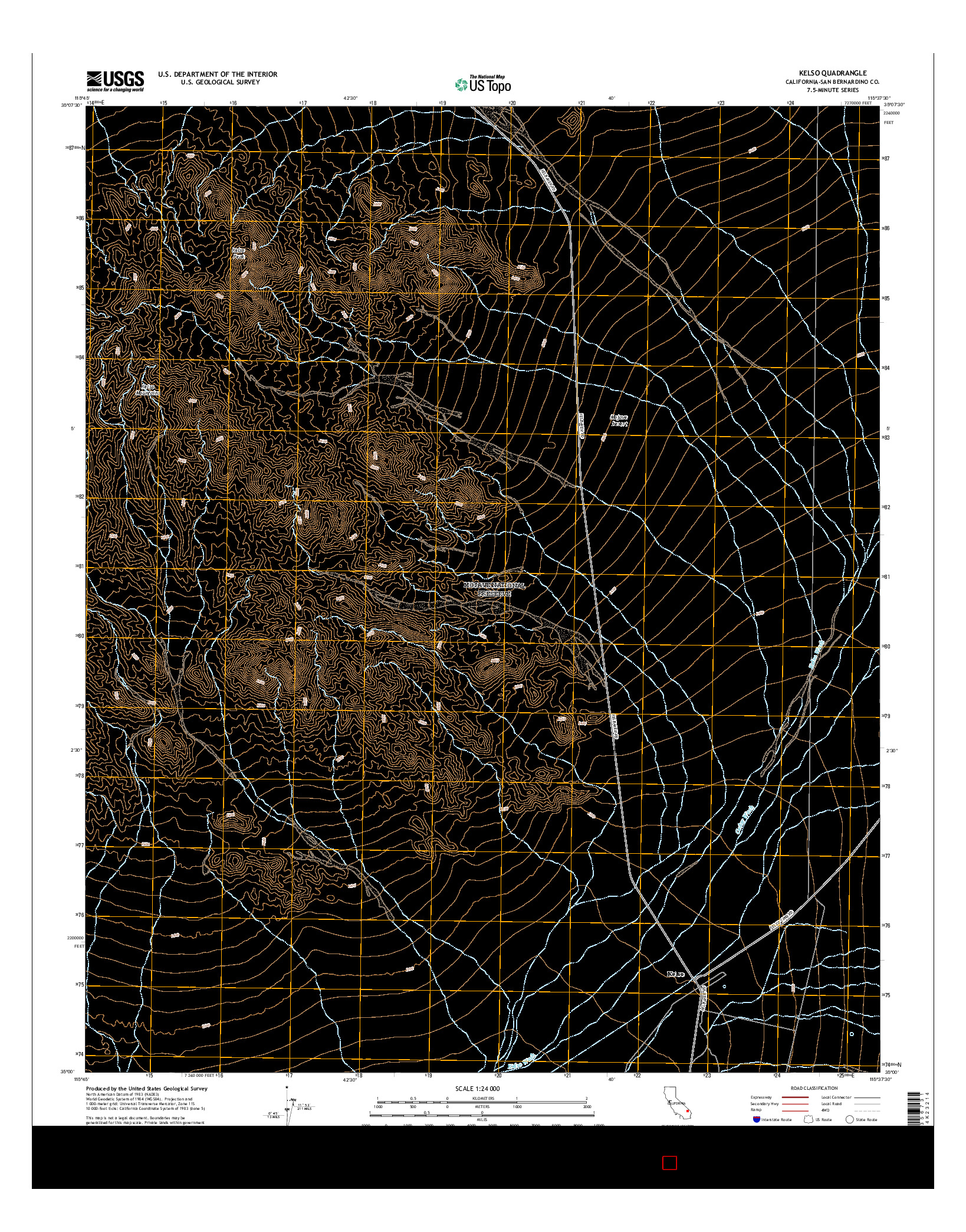 USGS US TOPO 7.5-MINUTE MAP FOR KELSO, CA 2015