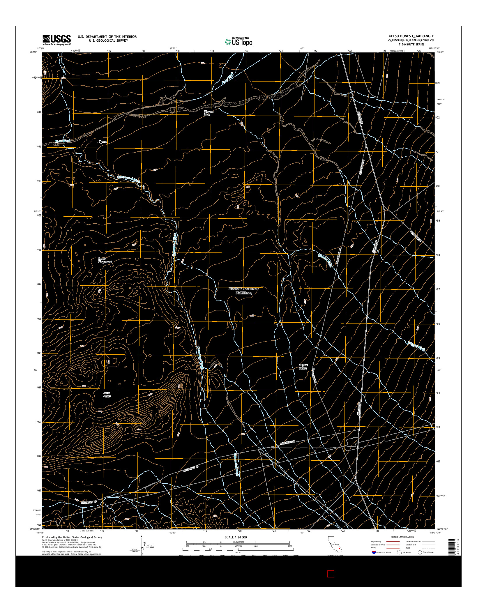 USGS US TOPO 7.5-MINUTE MAP FOR KELSO DUNES, CA 2015