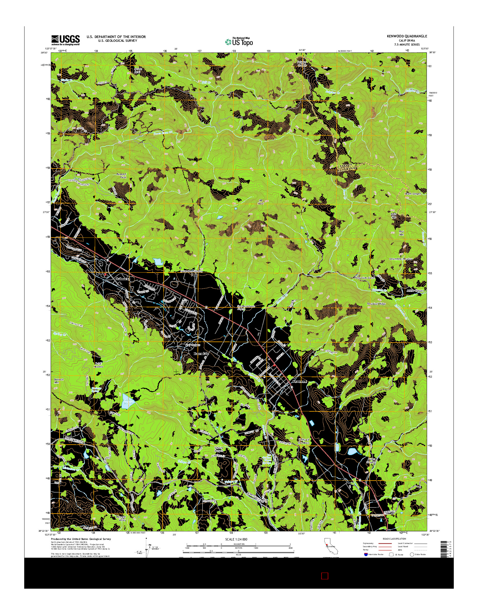 USGS US TOPO 7.5-MINUTE MAP FOR KENWOOD, CA 2015