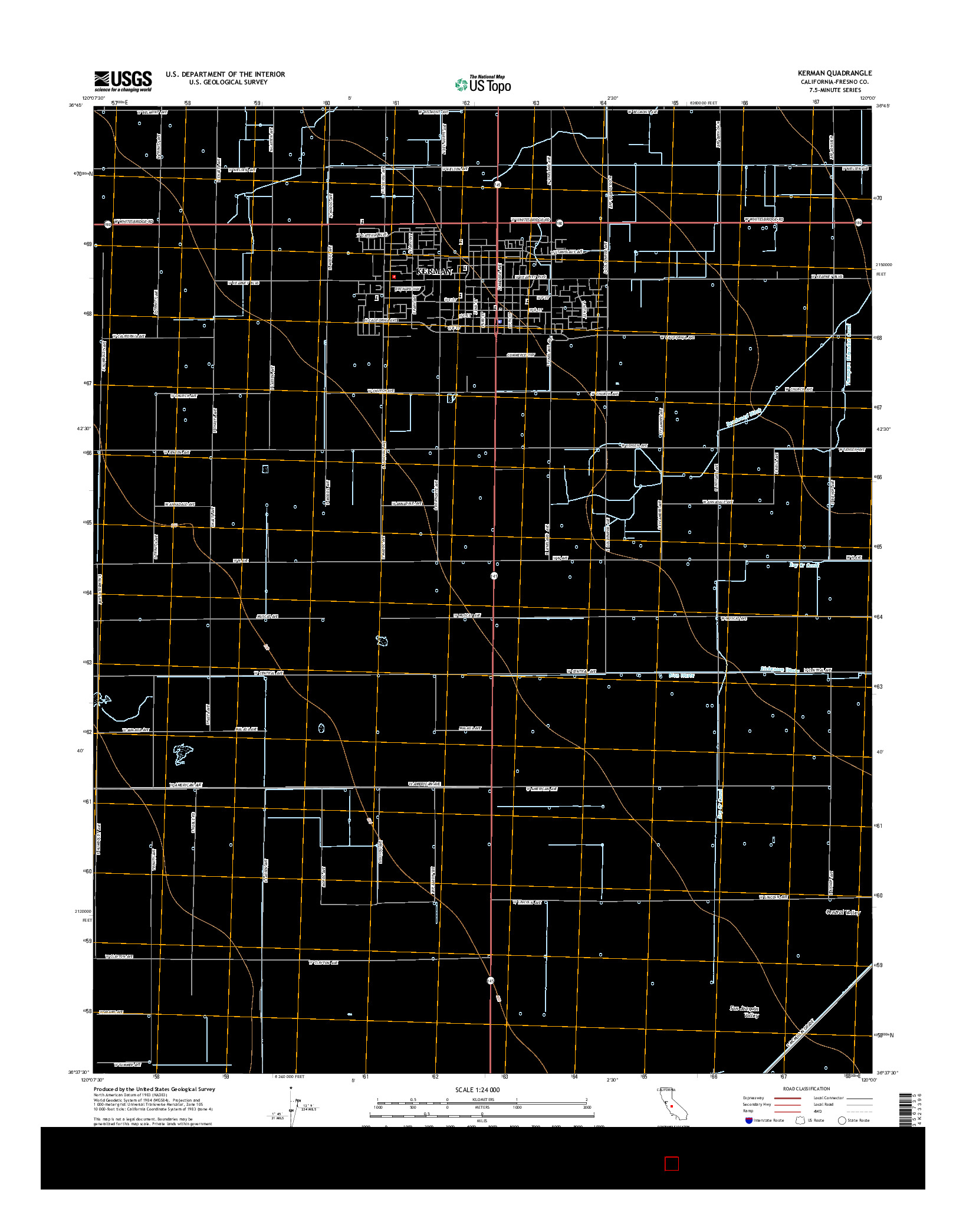 USGS US TOPO 7.5-MINUTE MAP FOR KERMAN, CA 2015
