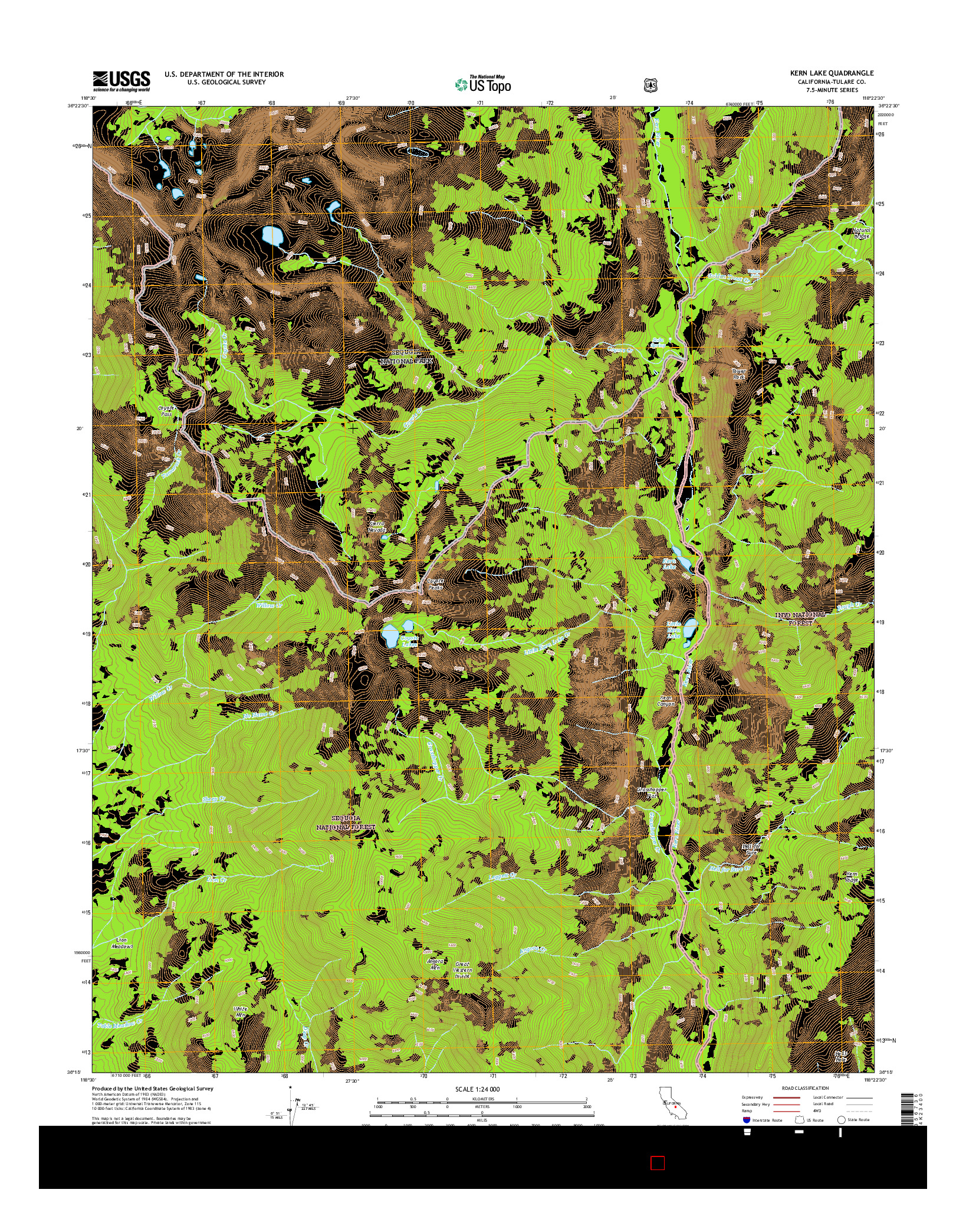 USGS US TOPO 7.5-MINUTE MAP FOR KERN LAKE, CA 2015