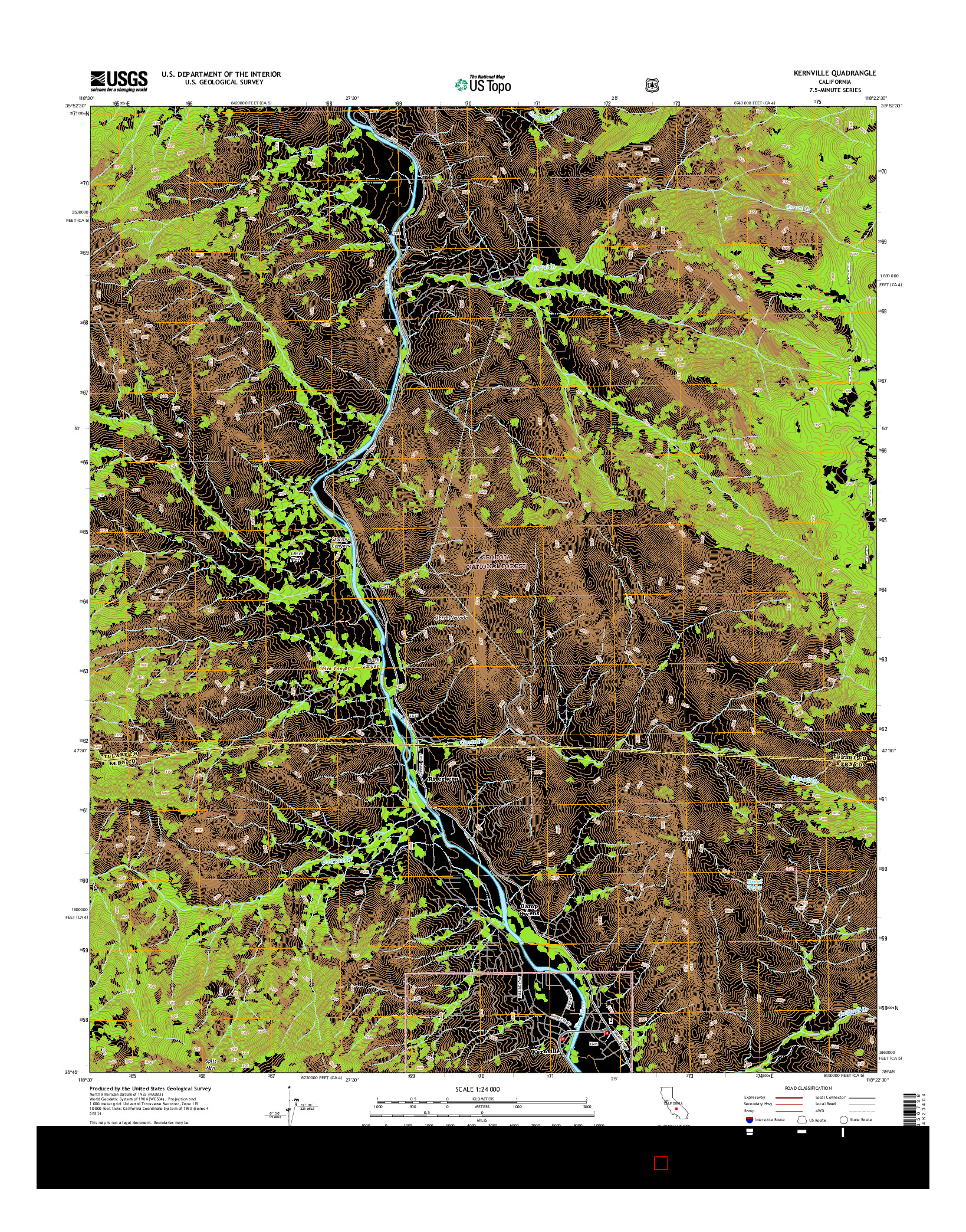 USGS US TOPO 7.5-MINUTE MAP FOR KERNVILLE, CA 2015
