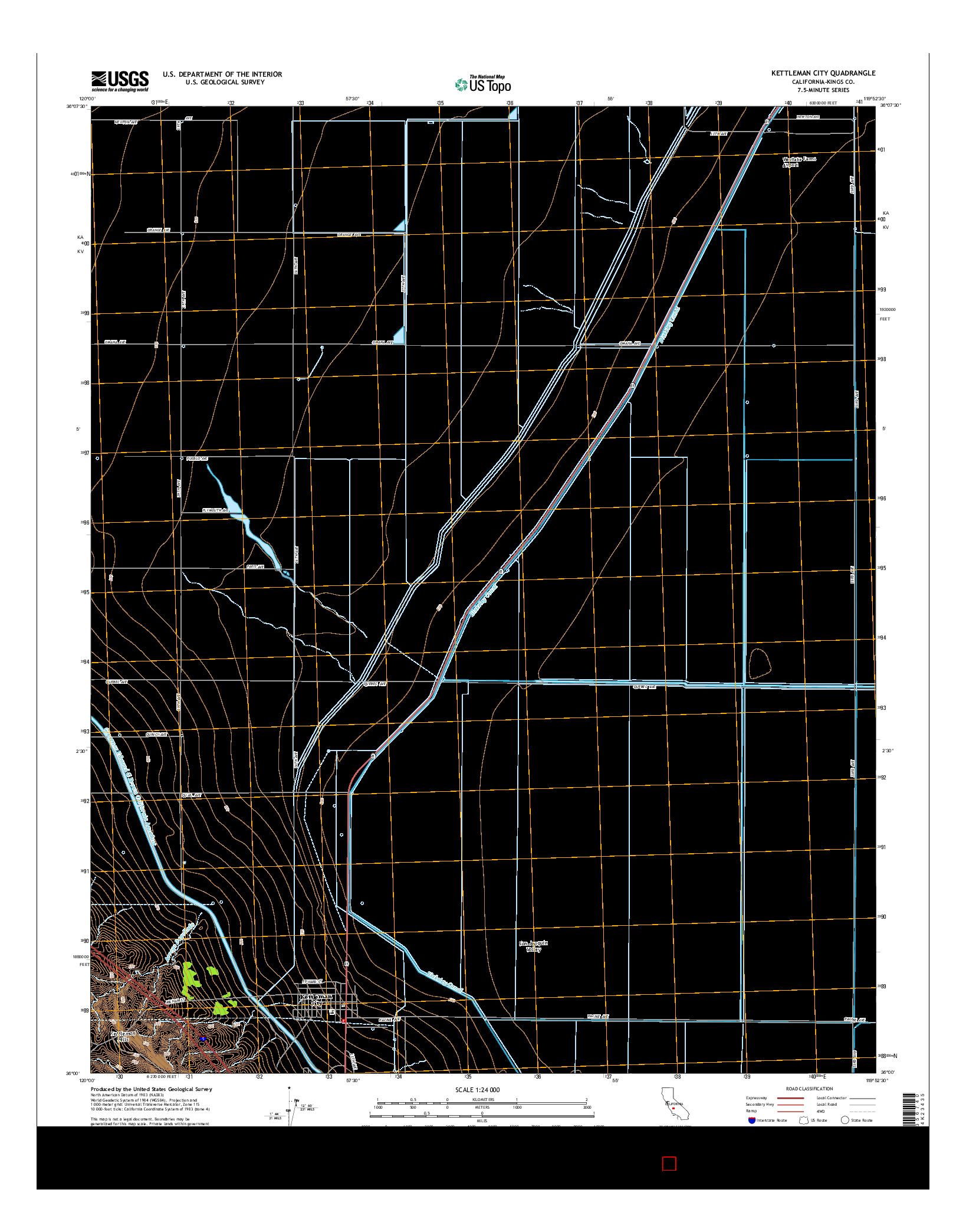 USGS US TOPO 7.5-MINUTE MAP FOR KETTLEMAN CITY, CA 2015