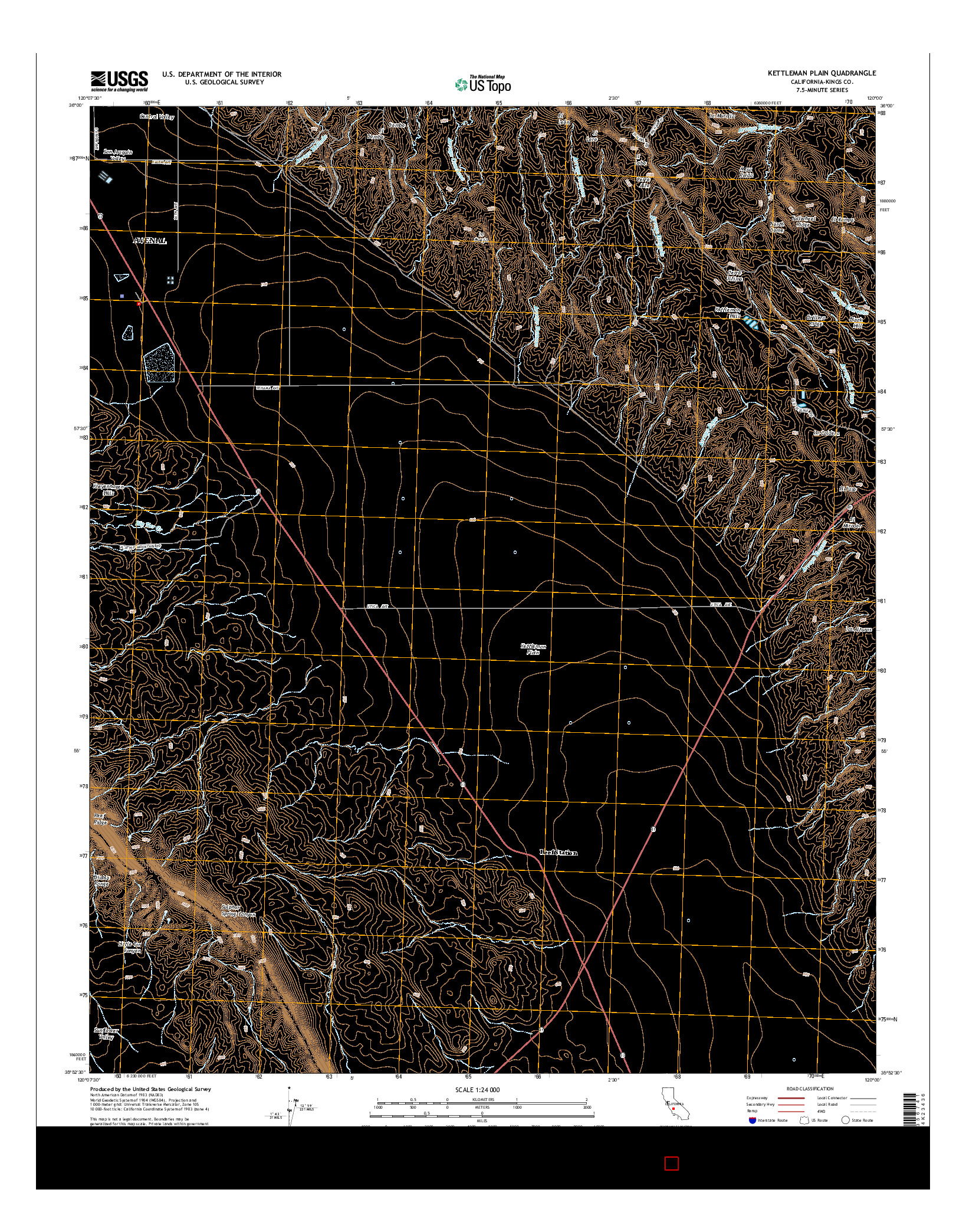 USGS US TOPO 7.5-MINUTE MAP FOR KETTLEMAN PLAIN, CA 2015