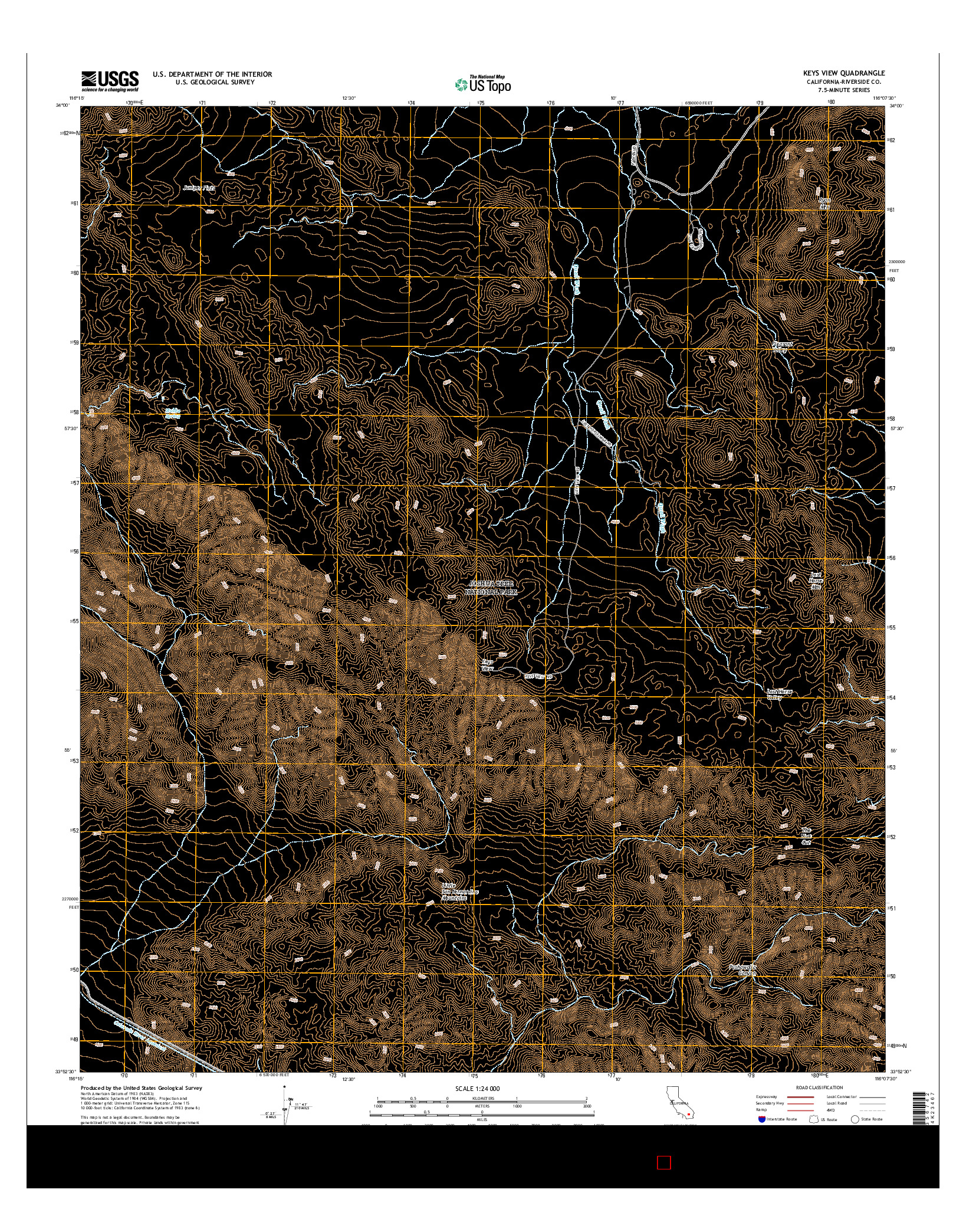 USGS US TOPO 7.5-MINUTE MAP FOR KEYS VIEW, CA 2015