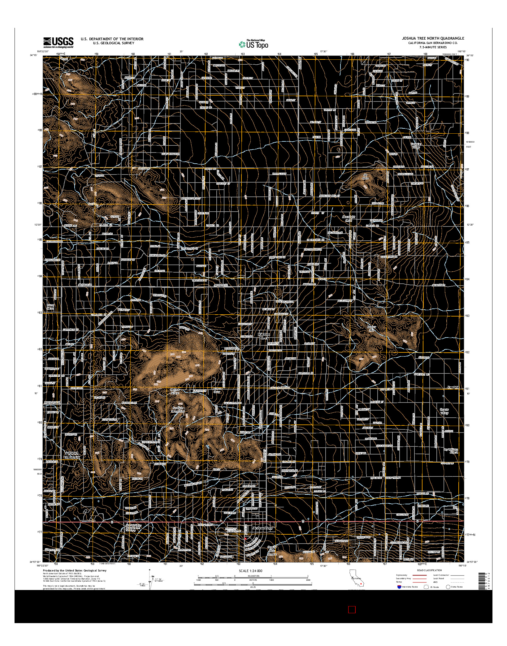 USGS US TOPO 7.5-MINUTE MAP FOR JOSHUA TREE NORTH, CA 2015