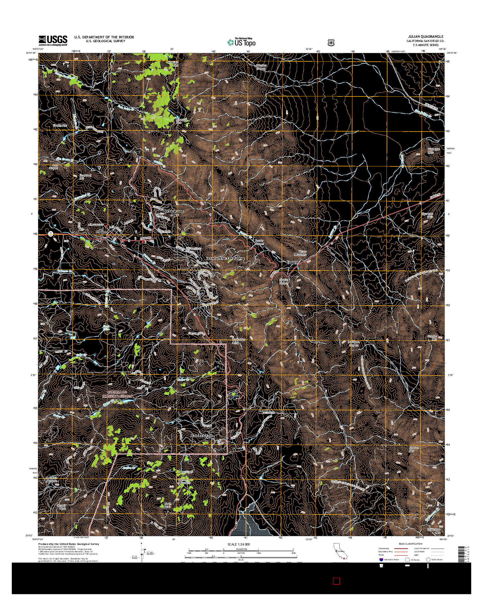 USGS US TOPO 7.5-MINUTE MAP FOR JULIAN, CA 2015
