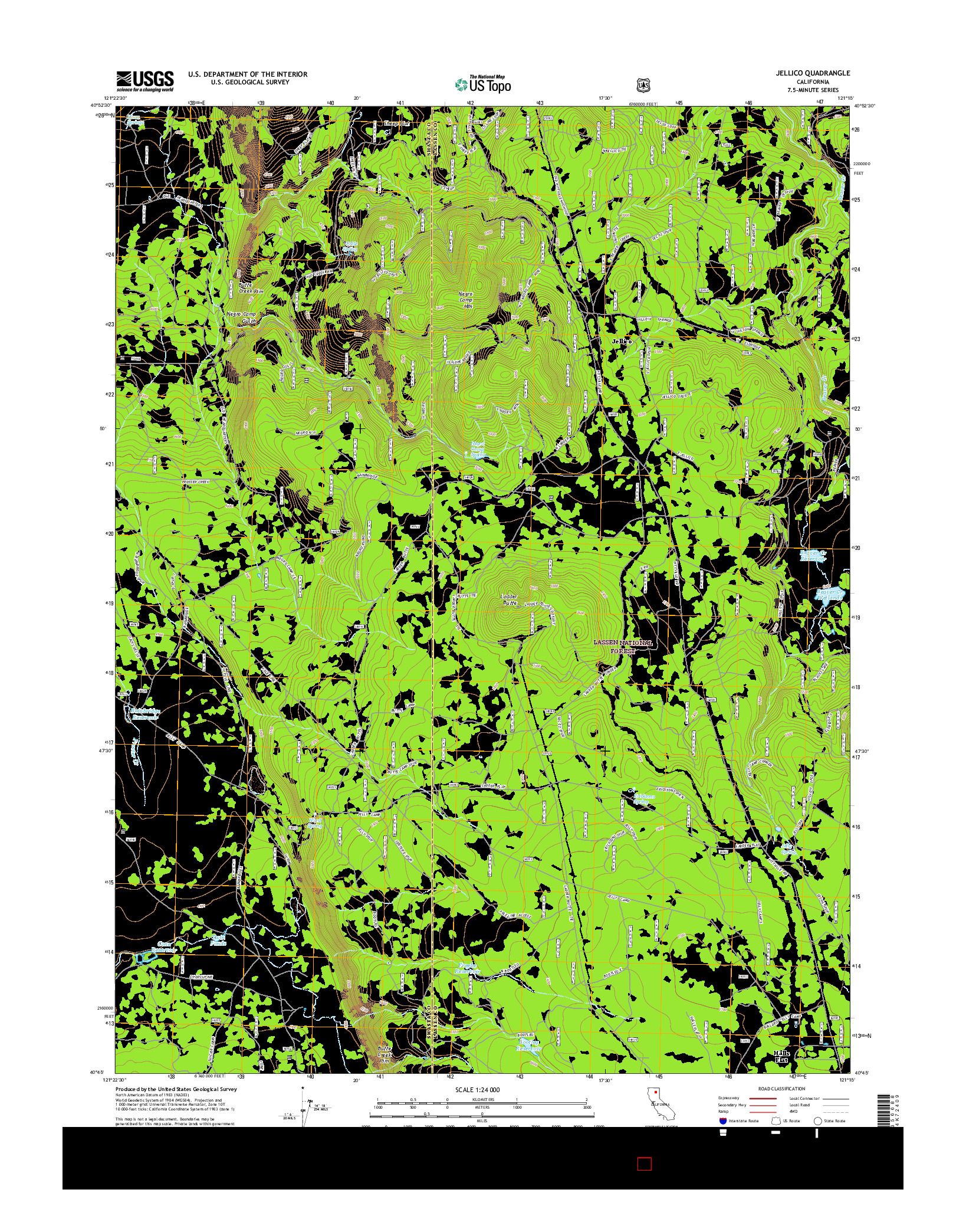 USGS US TOPO 7.5-MINUTE MAP FOR JELLICO, CA 2015