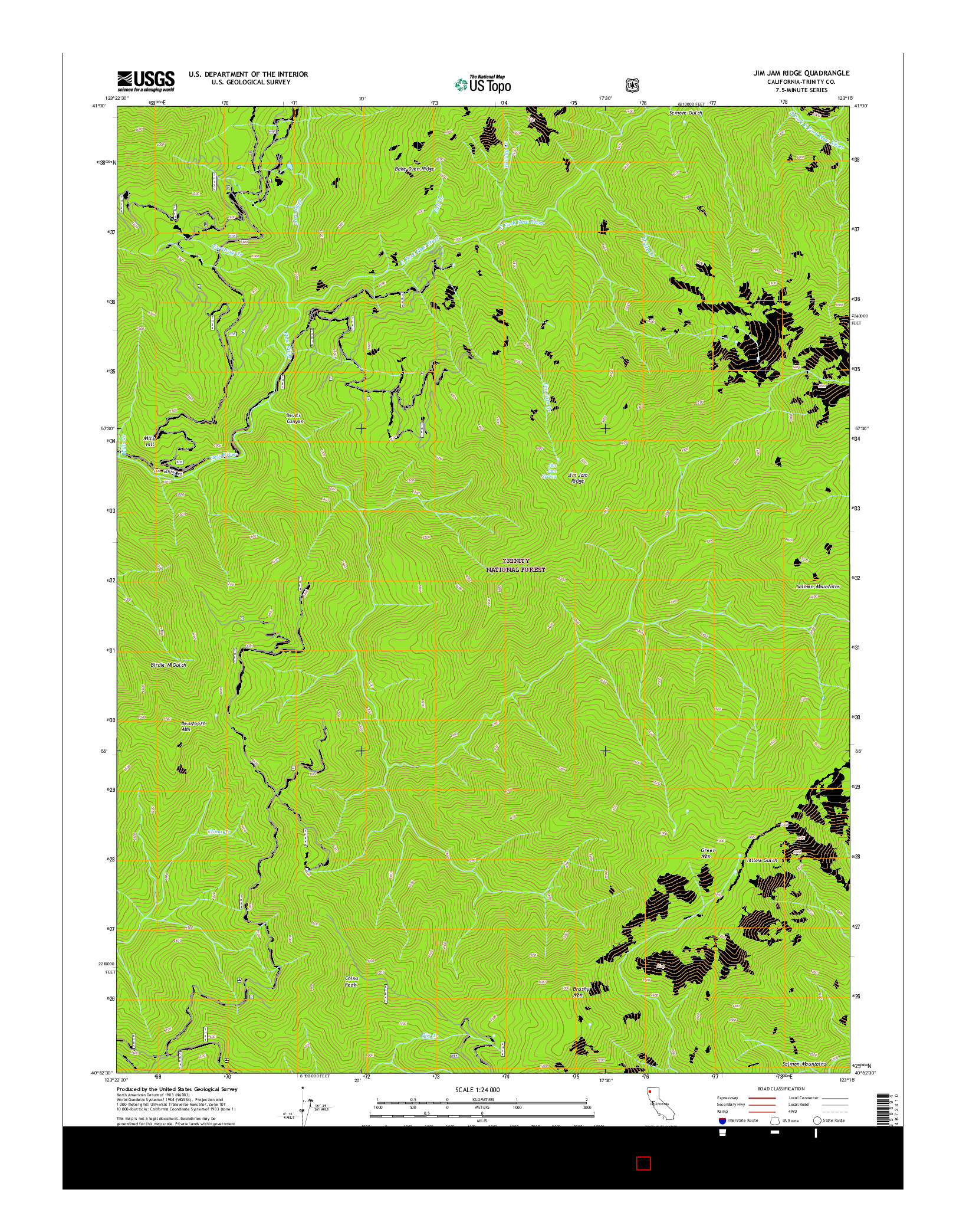 USGS US TOPO 7.5-MINUTE MAP FOR JIM JAM RIDGE, CA 2015