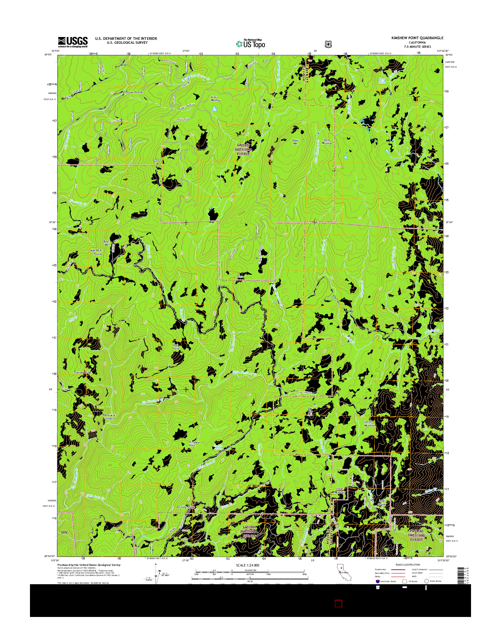 USGS US TOPO 7.5-MINUTE MAP FOR KIMSHEW POINT, CA 2015