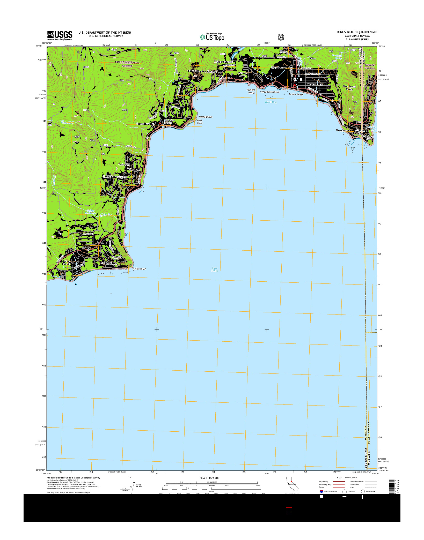 USGS US TOPO 7.5-MINUTE MAP FOR KINGS BEACH, CA-NV 2015