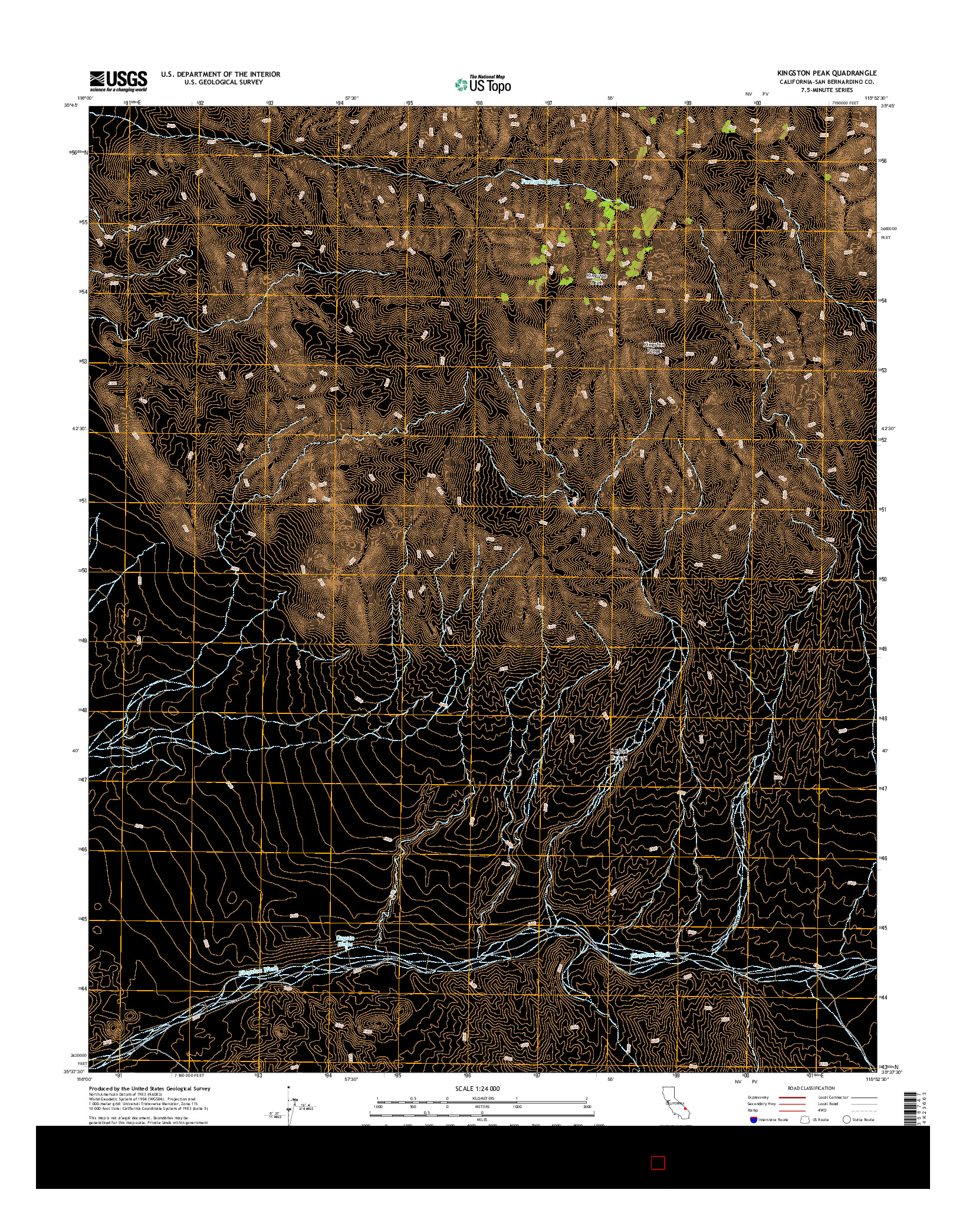 USGS US TOPO 7.5-MINUTE MAP FOR KINGSTON PEAK, CA 2015