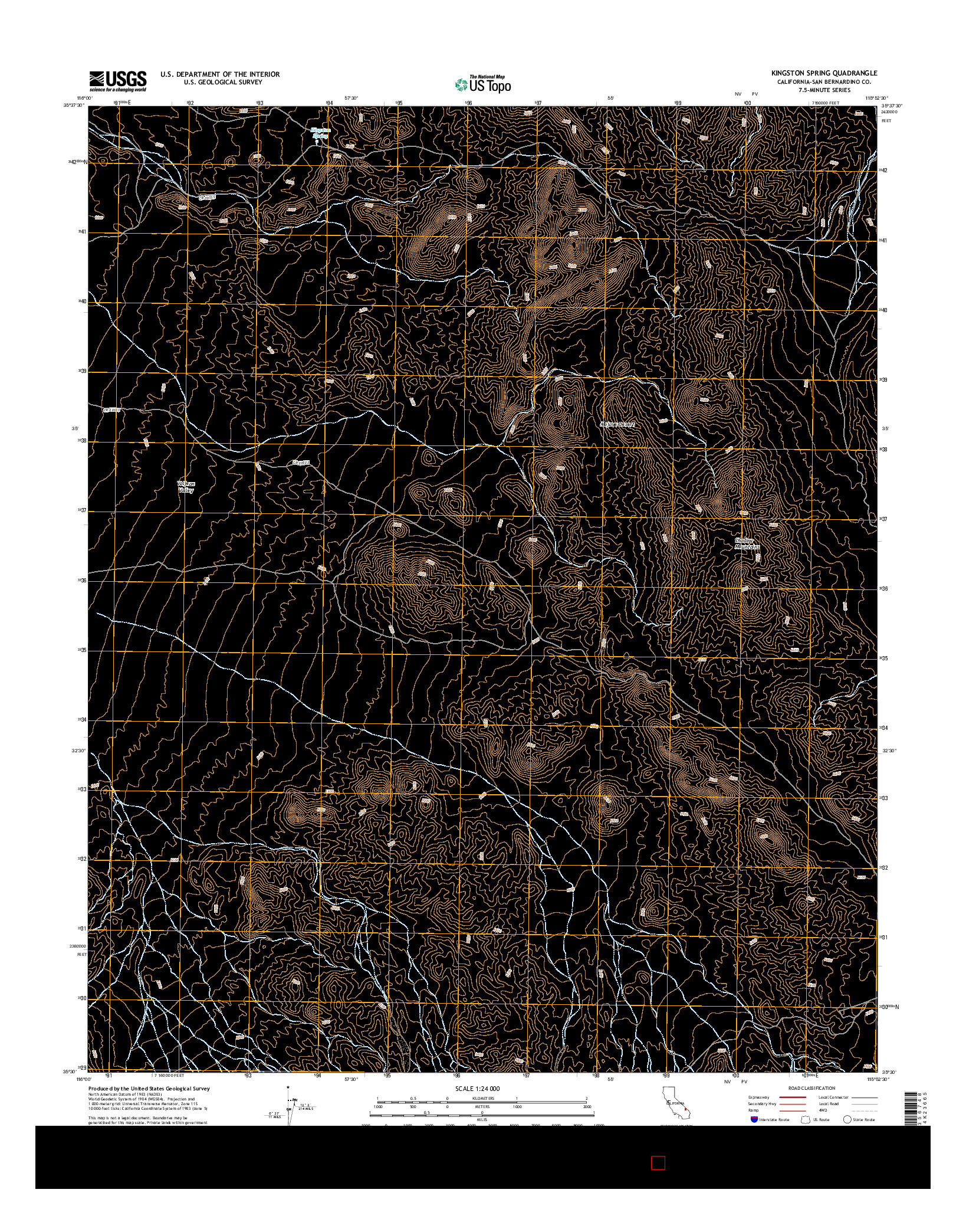 USGS US TOPO 7.5-MINUTE MAP FOR KINGSTON SPRING, CA 2015