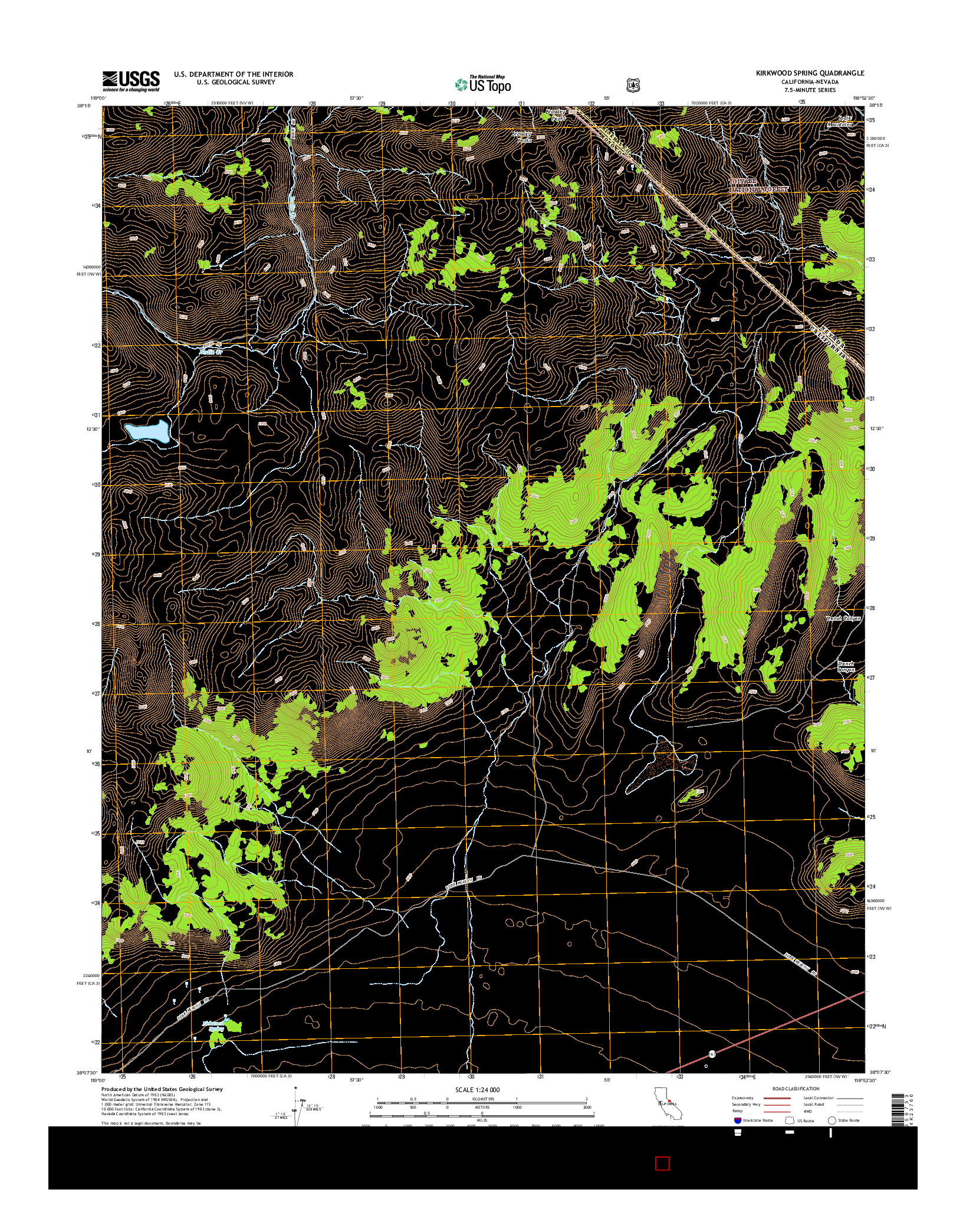 USGS US TOPO 7.5-MINUTE MAP FOR KIRKWOOD SPRING, CA-NV 2015