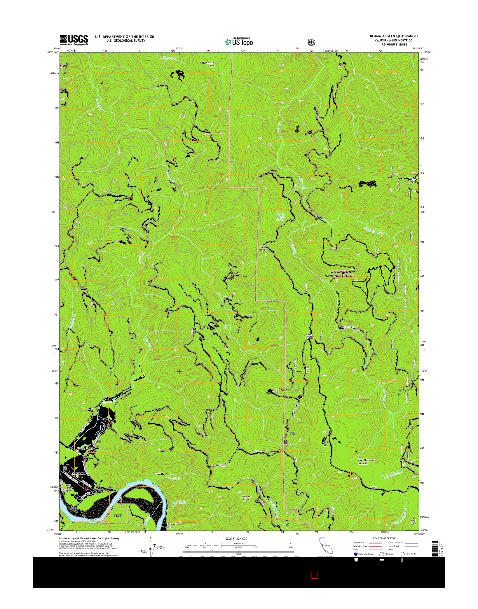 USGS US TOPO 7.5-MINUTE MAP FOR KLAMATH GLEN, CA 2015