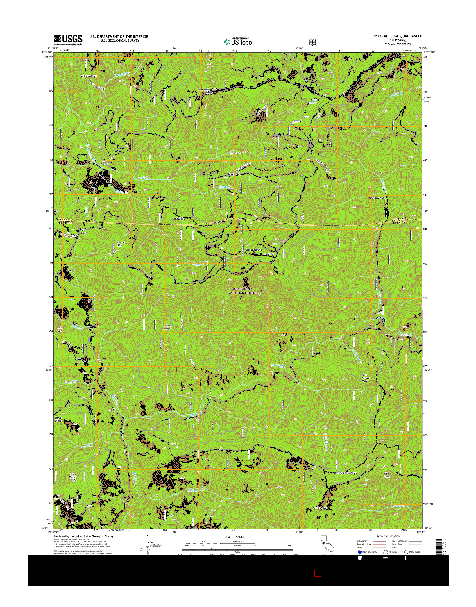 USGS US TOPO 7.5-MINUTE MAP FOR KNEECAP RIDGE, CA 2015