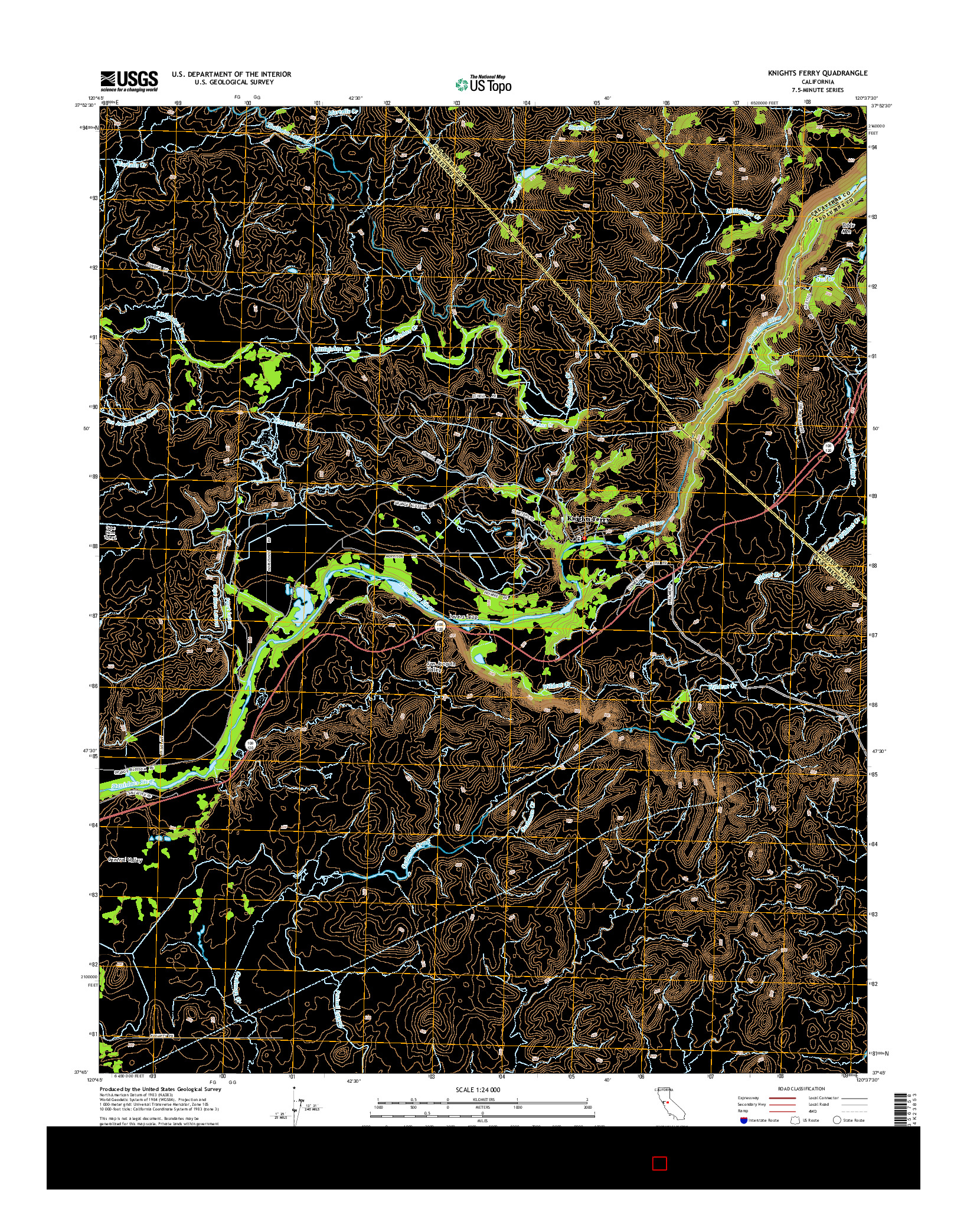 USGS US TOPO 7.5-MINUTE MAP FOR KNIGHTS FERRY, CA 2015