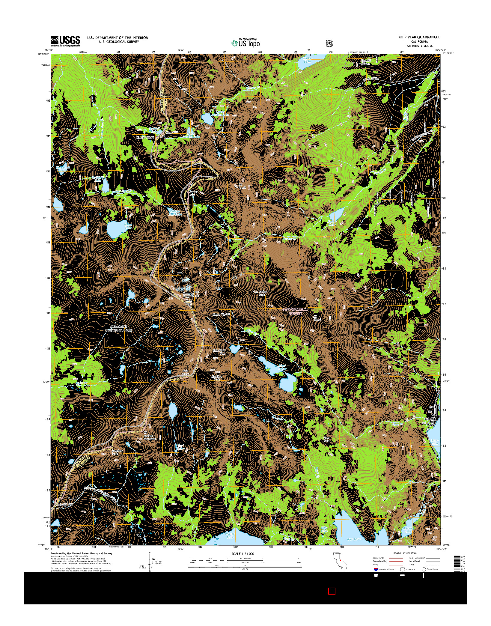 USGS US TOPO 7.5-MINUTE MAP FOR KOIP PEAK, CA 2015