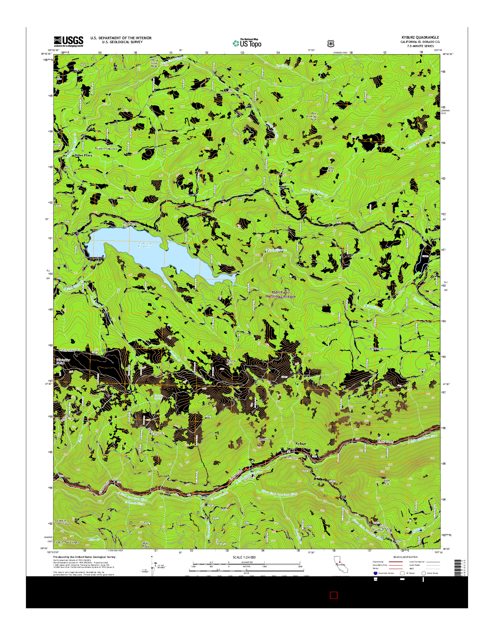 USGS US TOPO 7.5-MINUTE MAP FOR KYBURZ, CA 2015