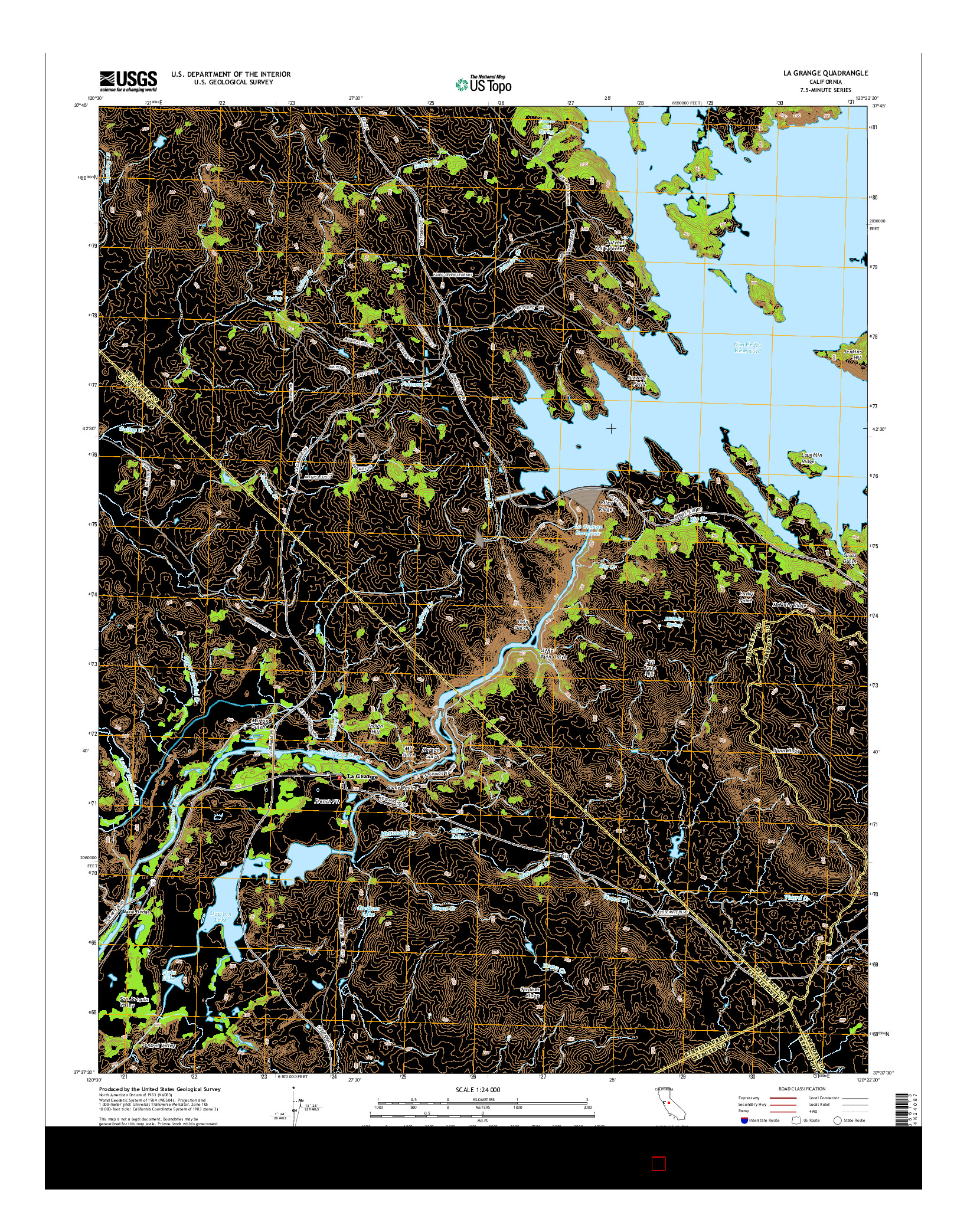 USGS US TOPO 7.5-MINUTE MAP FOR LA GRANGE, CA 2015