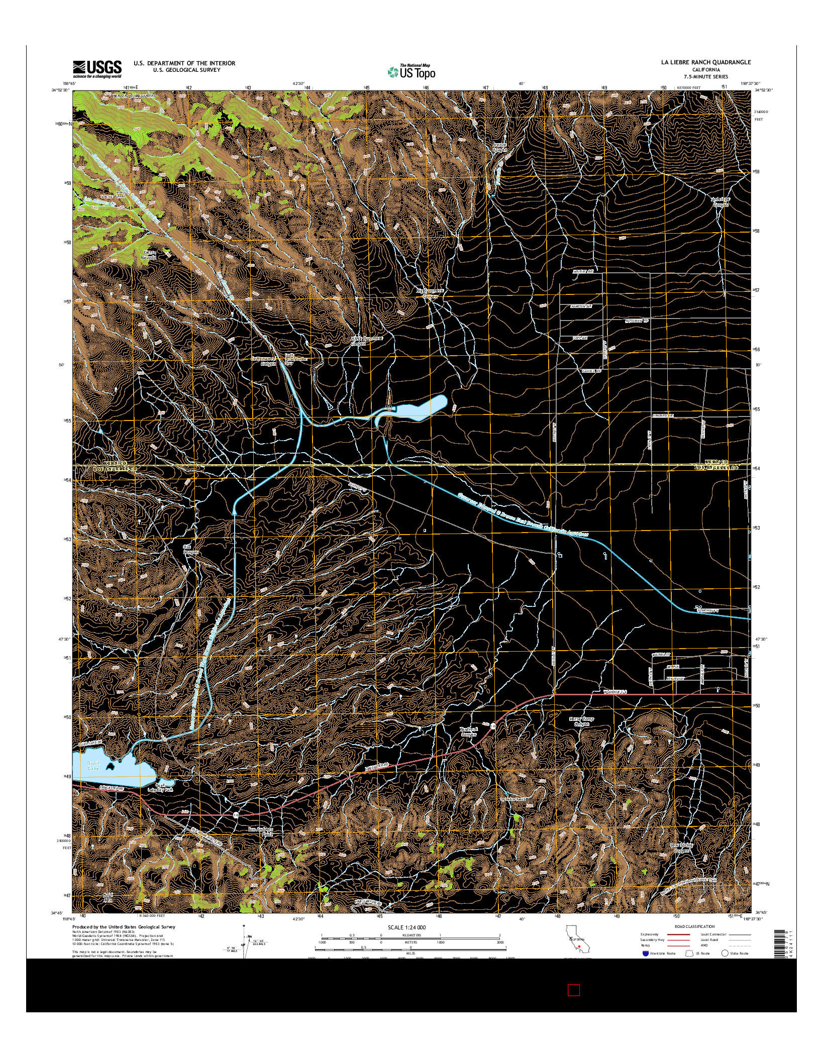 USGS US TOPO 7.5-MINUTE MAP FOR LA LIEBRE RANCH, CA 2015