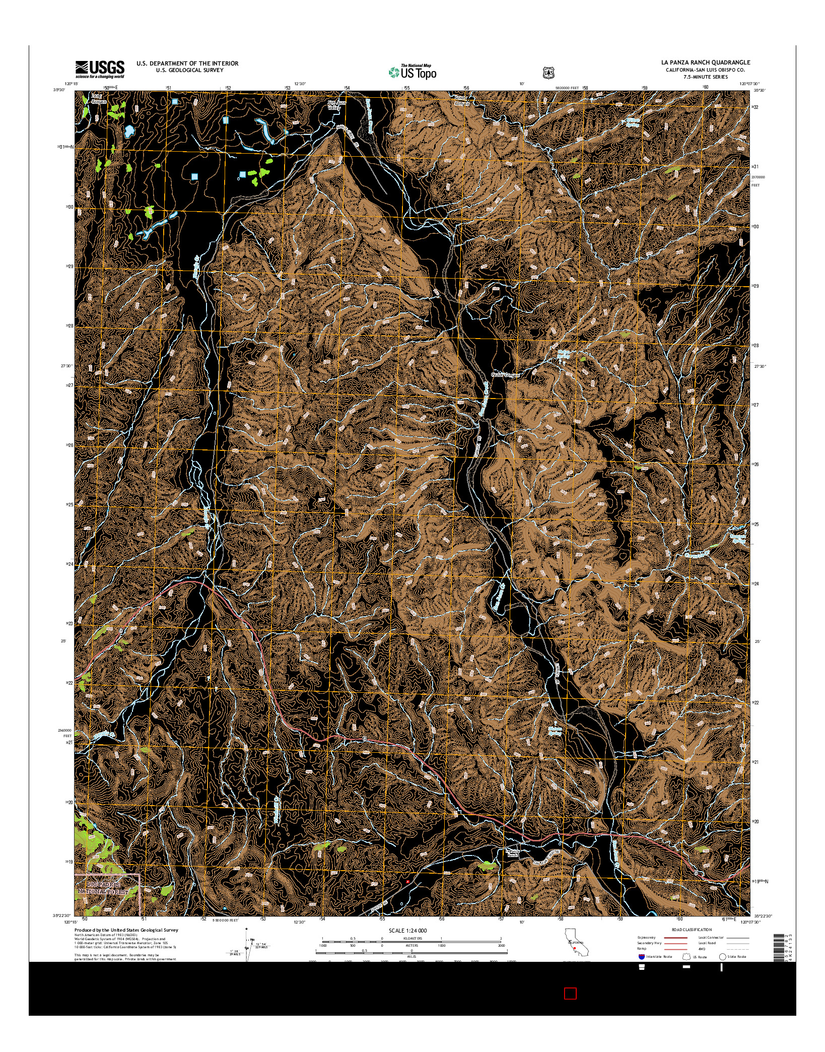 USGS US TOPO 7.5-MINUTE MAP FOR LA PANZA RANCH, CA 2015