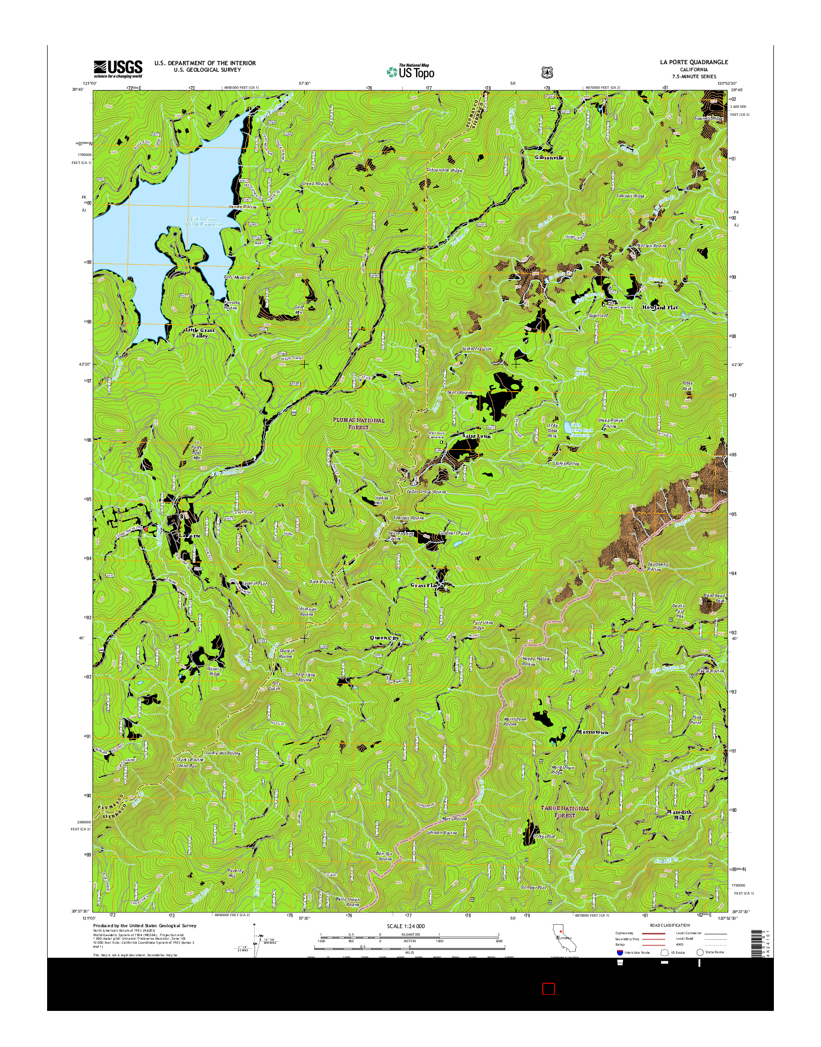 USGS US TOPO 7.5-MINUTE MAP FOR LA PORTE, CA 2015