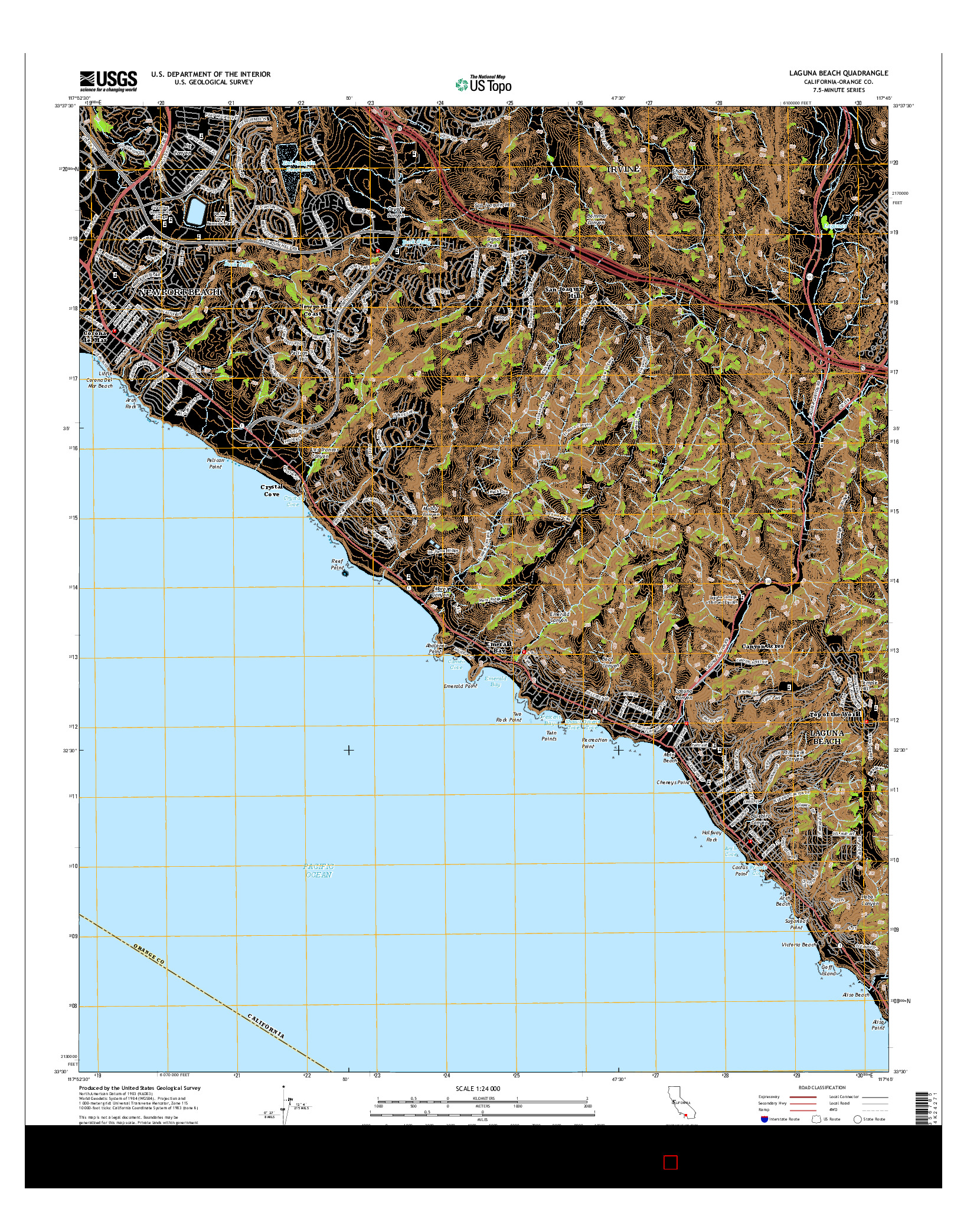 USGS US TOPO 7.5-MINUTE MAP FOR LAGUNA BEACH, CA 2015