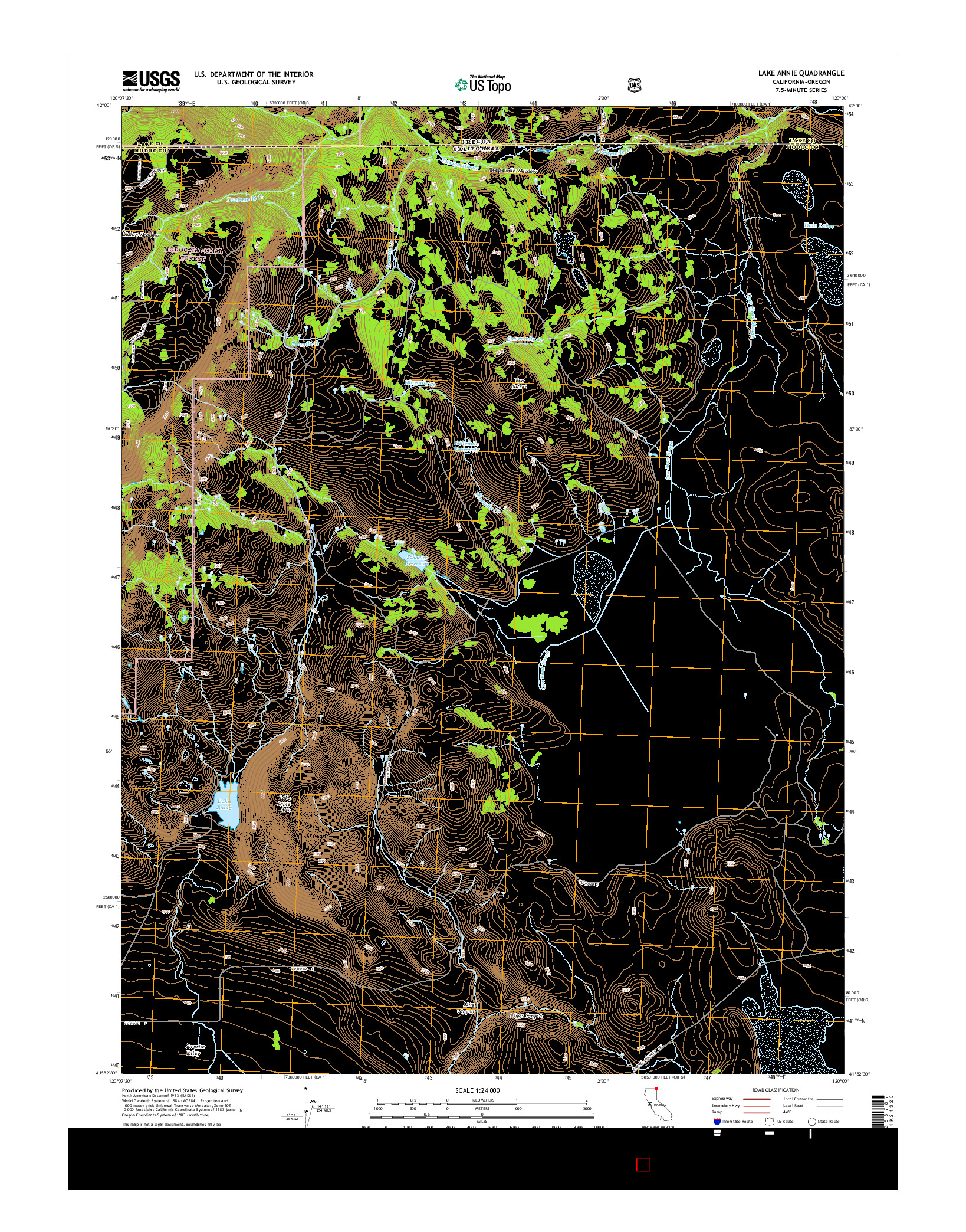 USGS US TOPO 7.5-MINUTE MAP FOR LAKE ANNIE, CA-OR 2015