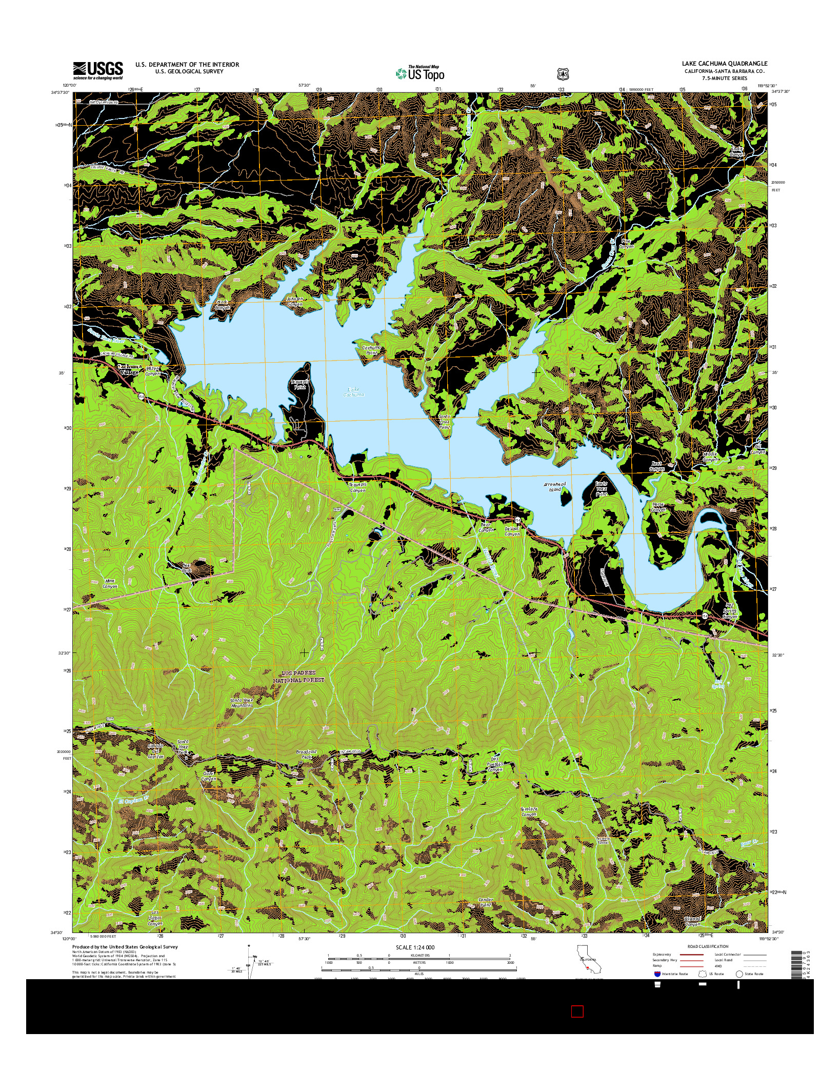 USGS US TOPO 7.5-MINUTE MAP FOR LAKE CACHUMA, CA 2015