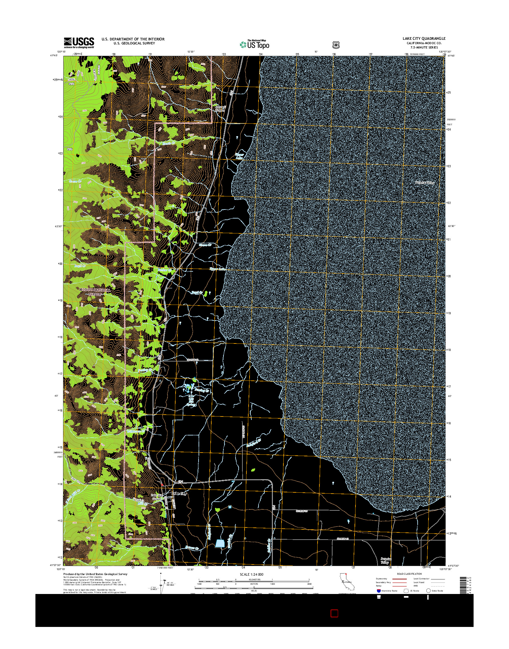 USGS US TOPO 7.5-MINUTE MAP FOR LAKE CITY, CA 2015