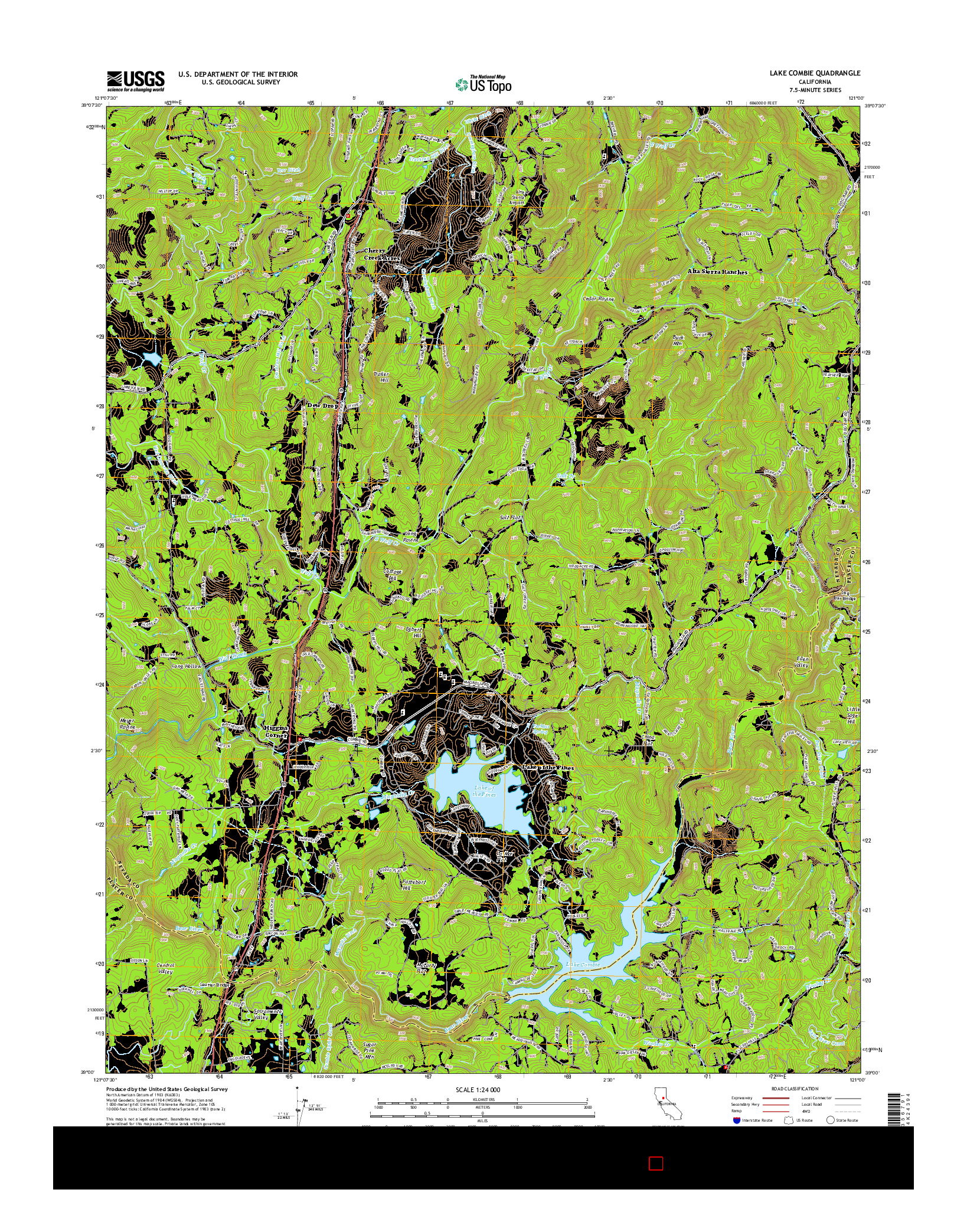 USGS US TOPO 7.5-MINUTE MAP FOR LAKE COMBIE, CA 2015