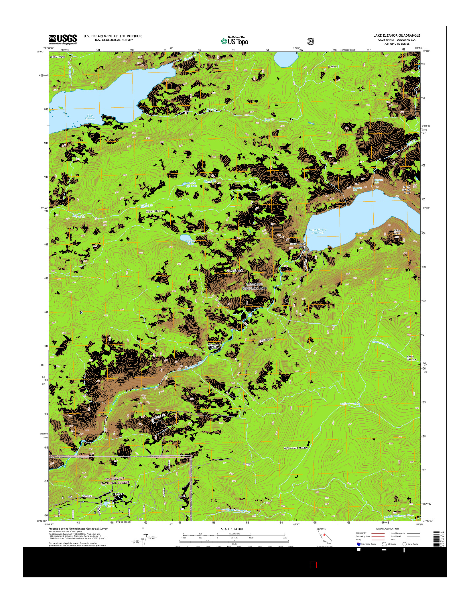 USGS US TOPO 7.5-MINUTE MAP FOR LAKE ELEANOR, CA 2015