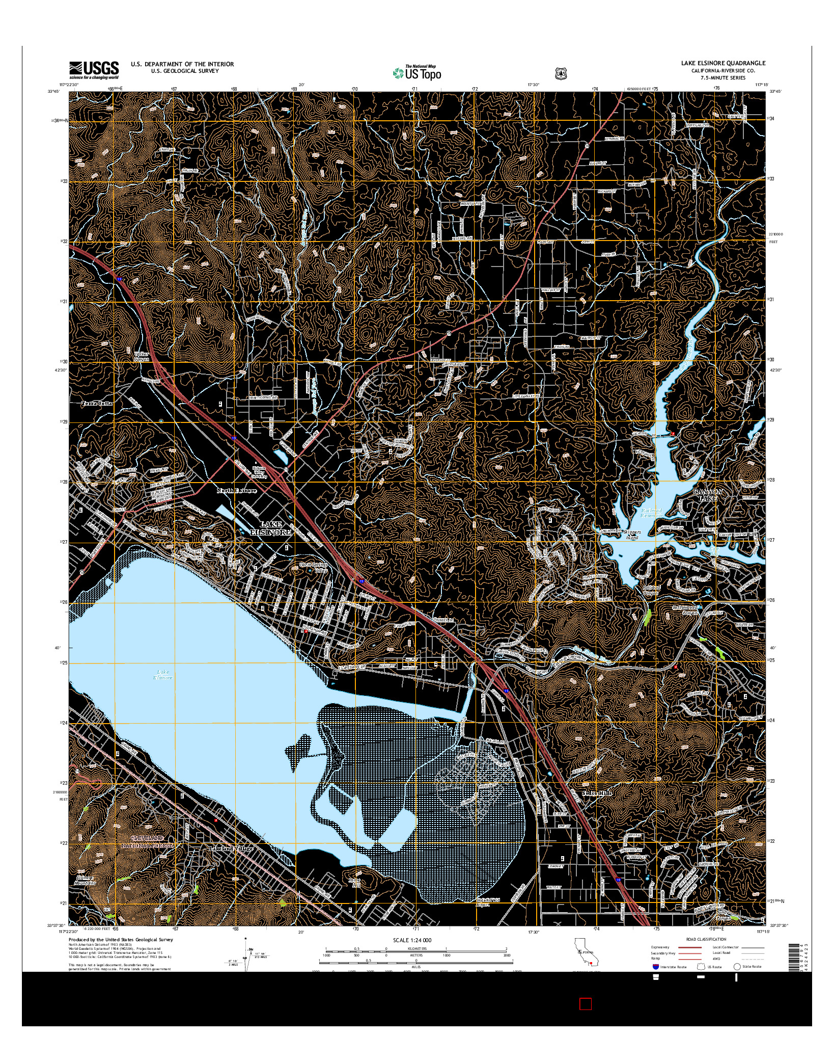 USGS US TOPO 7.5-MINUTE MAP FOR LAKE ELSINORE, CA 2015