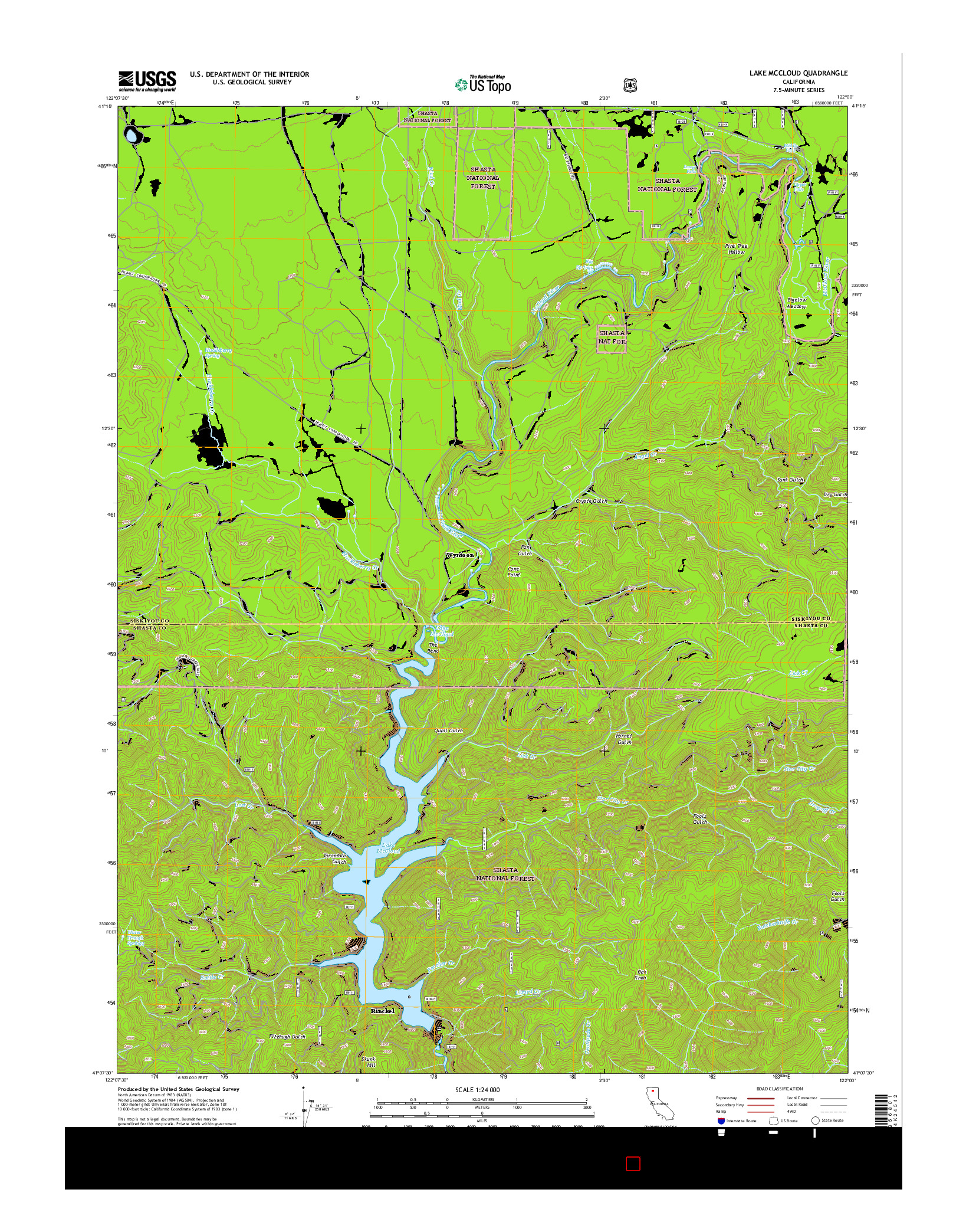 USGS US TOPO 7.5-MINUTE MAP FOR LAKE MCCLOUD, CA 2015