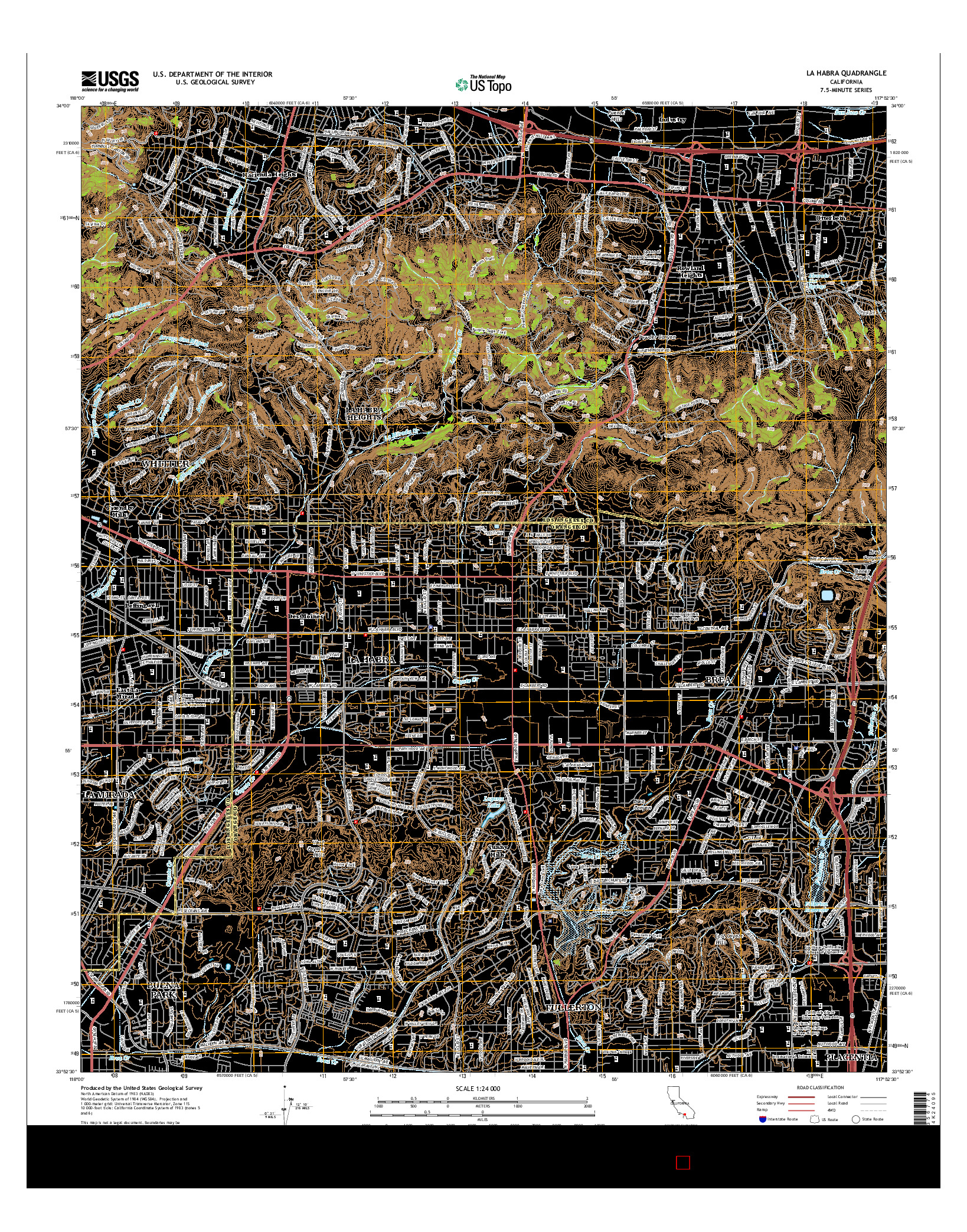 USGS US TOPO 7.5-MINUTE MAP FOR LA HABRA, CA 2015