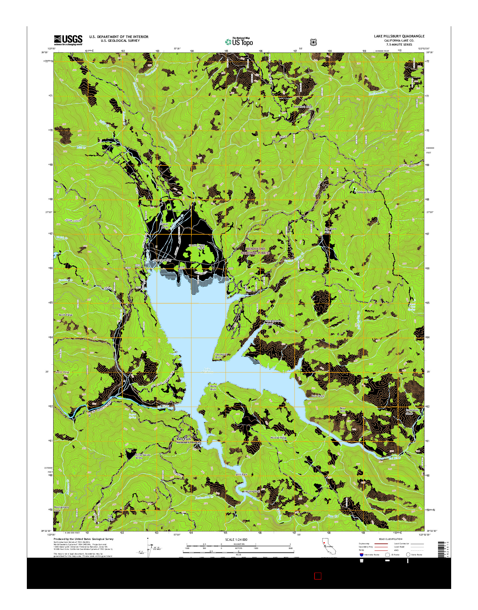 USGS US TOPO 7.5-MINUTE MAP FOR LAKE PILLSBURY, CA 2015