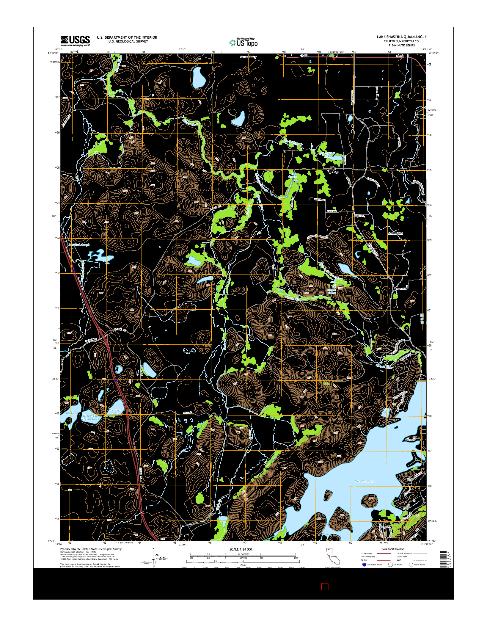 USGS US TOPO 7.5-MINUTE MAP FOR LAKE SHASTINA, CA 2015