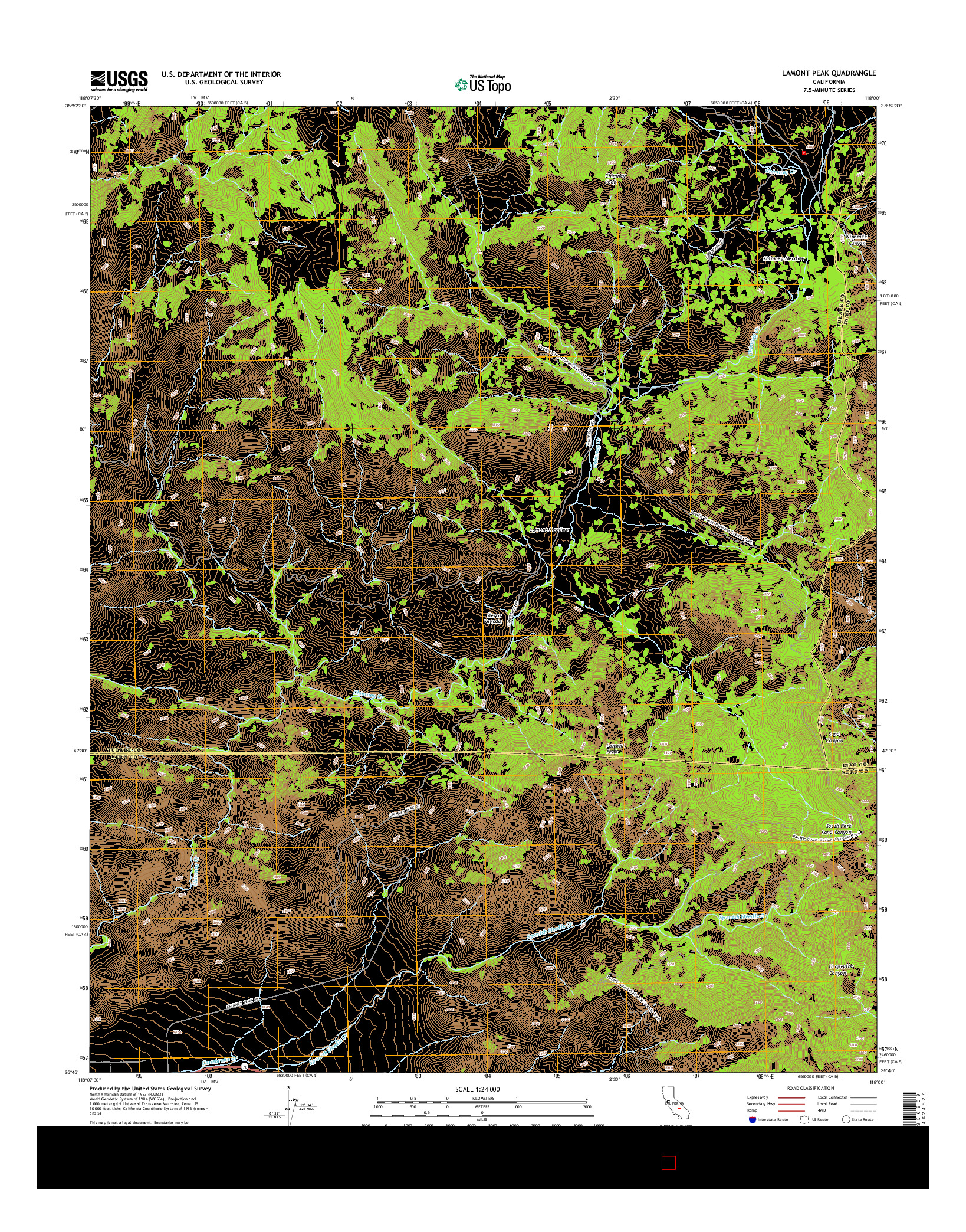 USGS US TOPO 7.5-MINUTE MAP FOR LAMONT PEAK, CA 2015