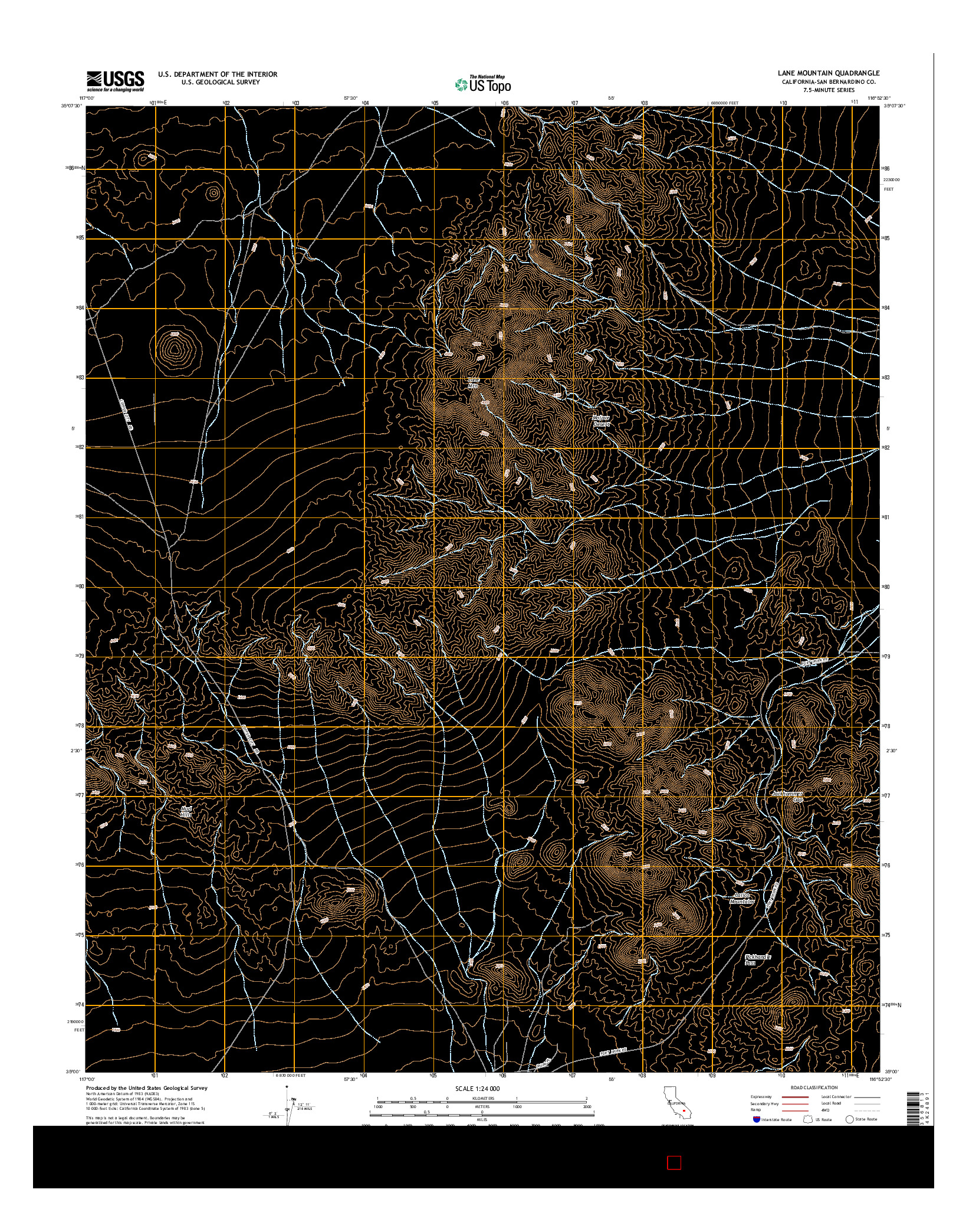 USGS US TOPO 7.5-MINUTE MAP FOR LANE MOUNTAIN, CA 2015