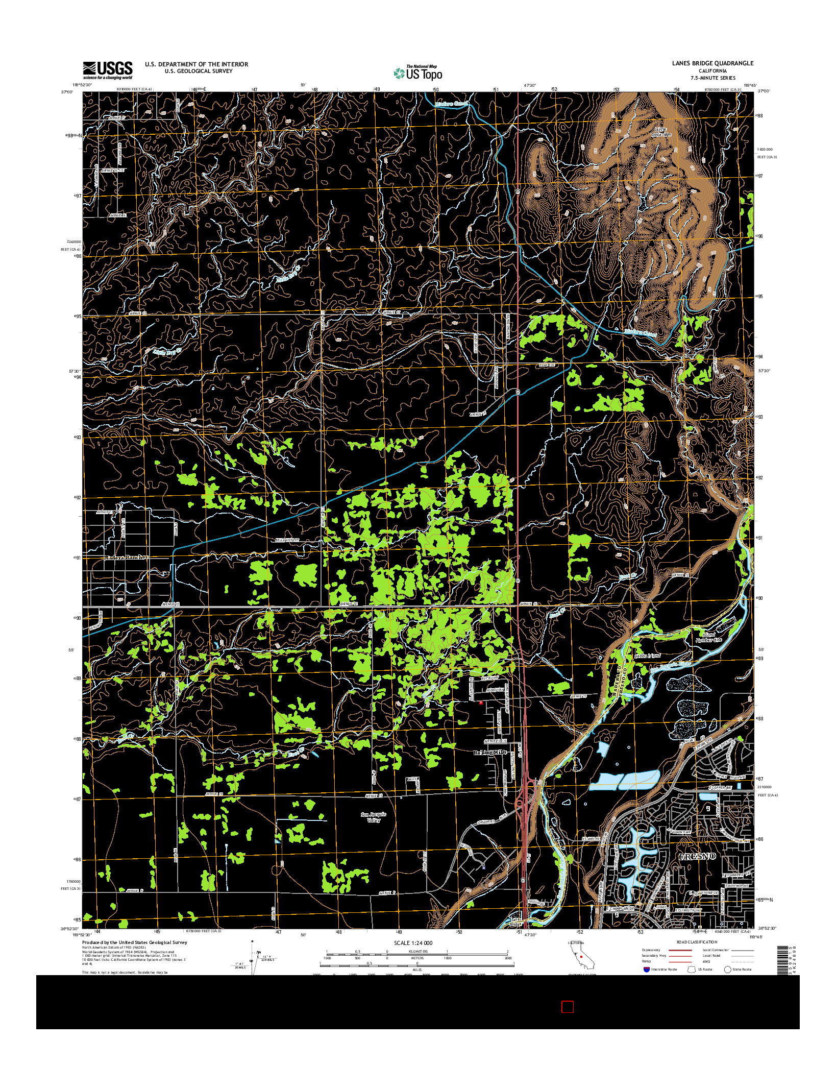 USGS US TOPO 7.5-MINUTE MAP FOR LANES BRIDGE, CA 2015