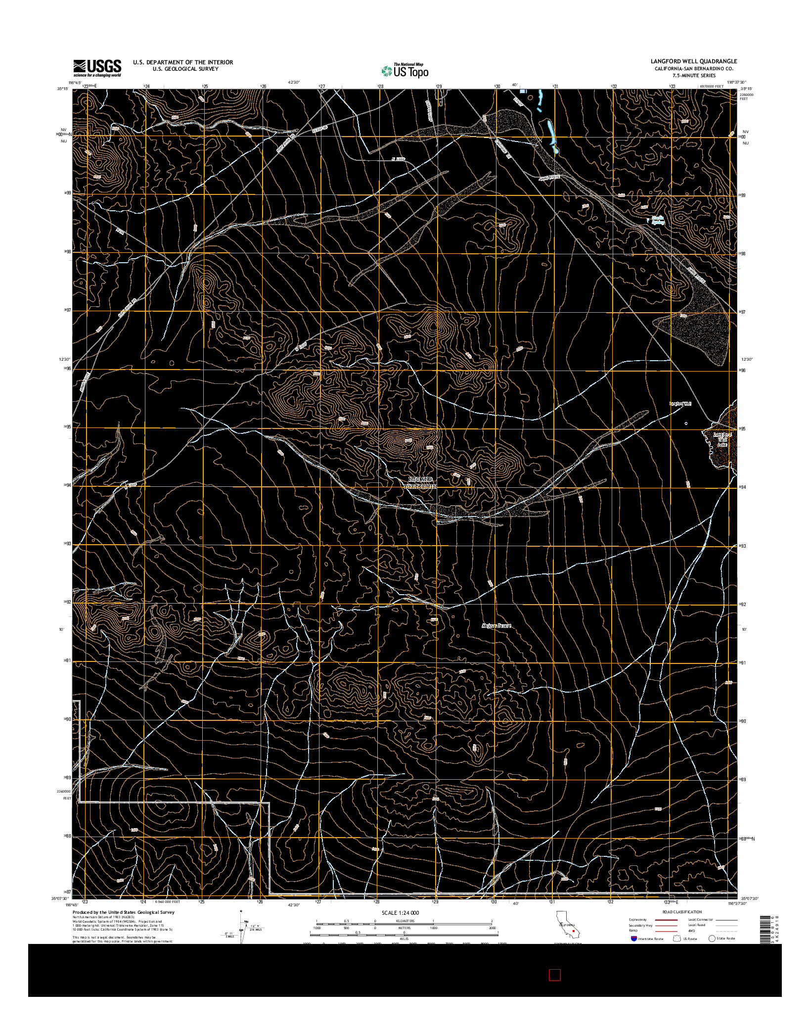 USGS US TOPO 7.5-MINUTE MAP FOR LANGFORD WELL, CA 2015