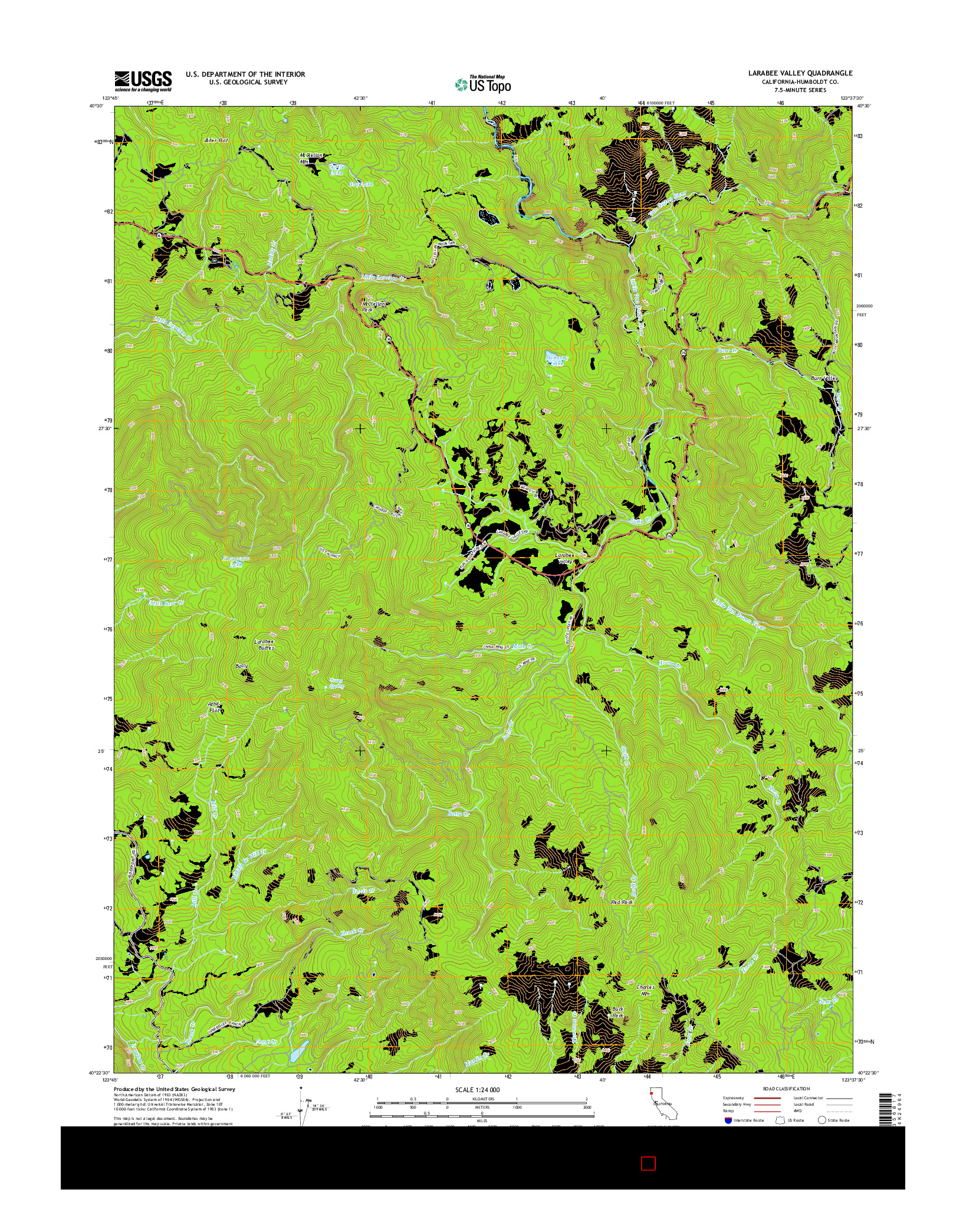 USGS US TOPO 7.5-MINUTE MAP FOR LARABEE VALLEY, CA 2015