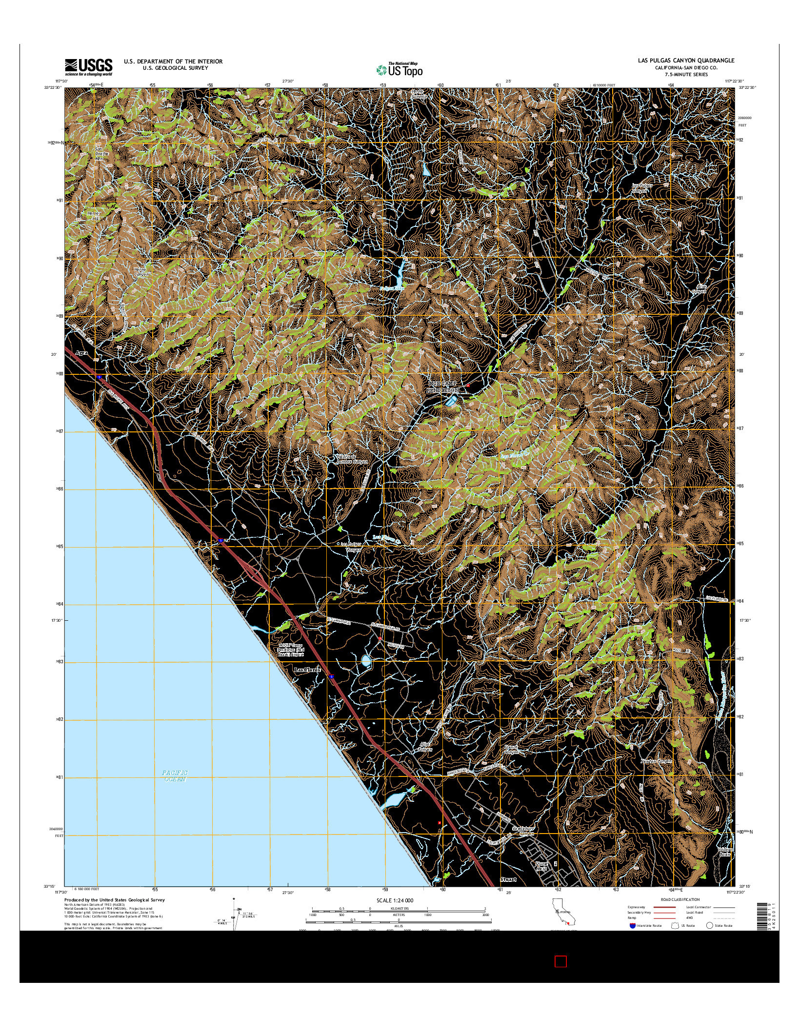 USGS US TOPO 7.5-MINUTE MAP FOR LAS PULGAS CANYON, CA 2015