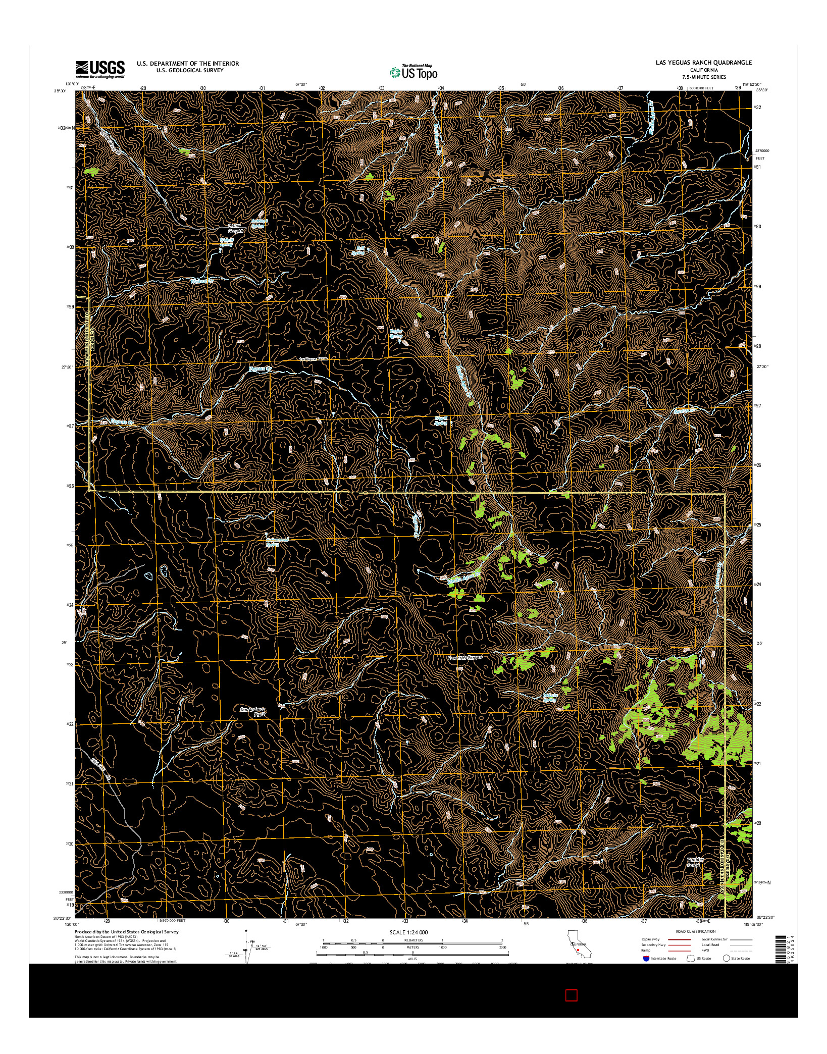 USGS US TOPO 7.5-MINUTE MAP FOR LAS YEGUAS RANCH, CA 2015