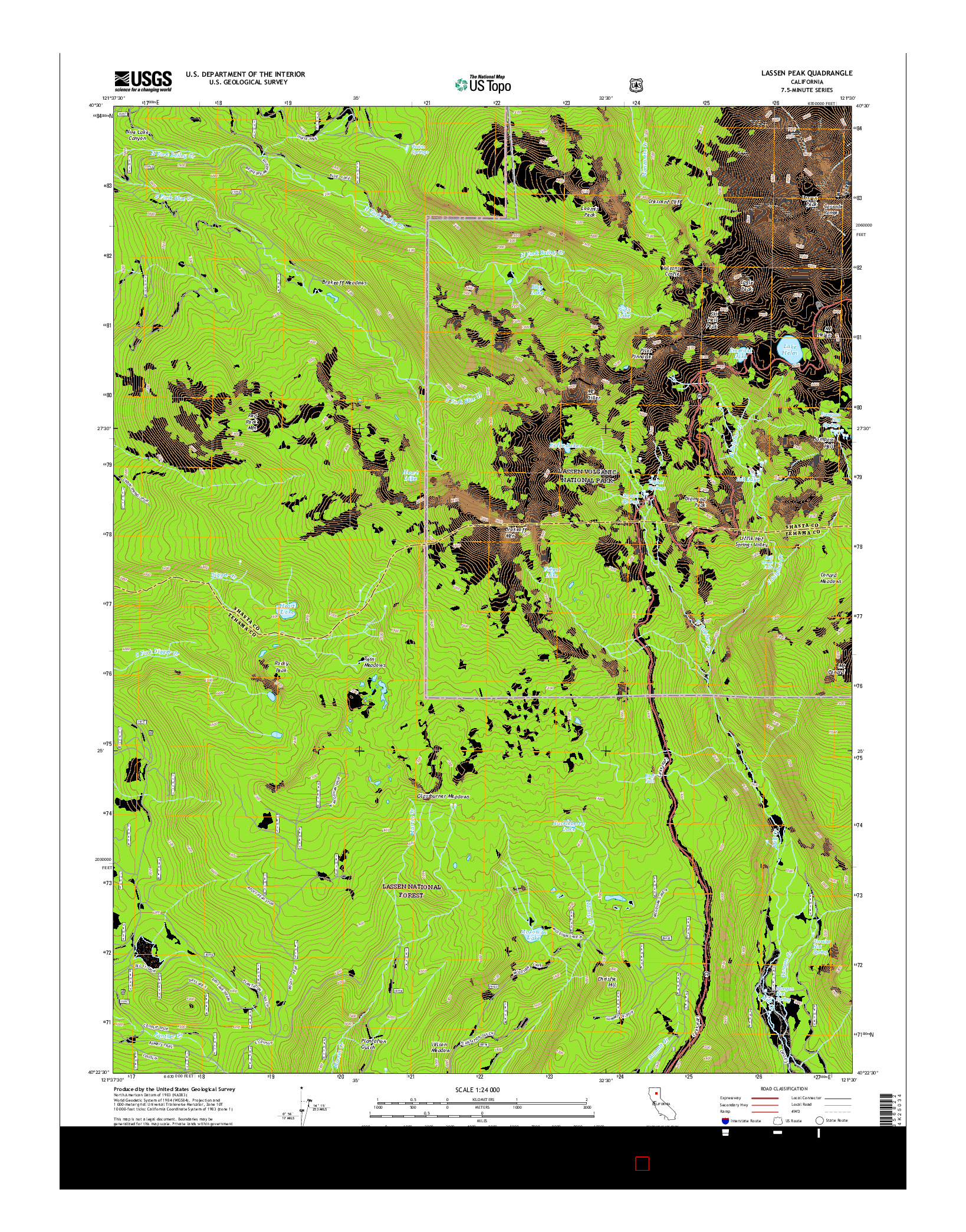 USGS US TOPO 7.5-MINUTE MAP FOR LASSEN PEAK, CA 2015