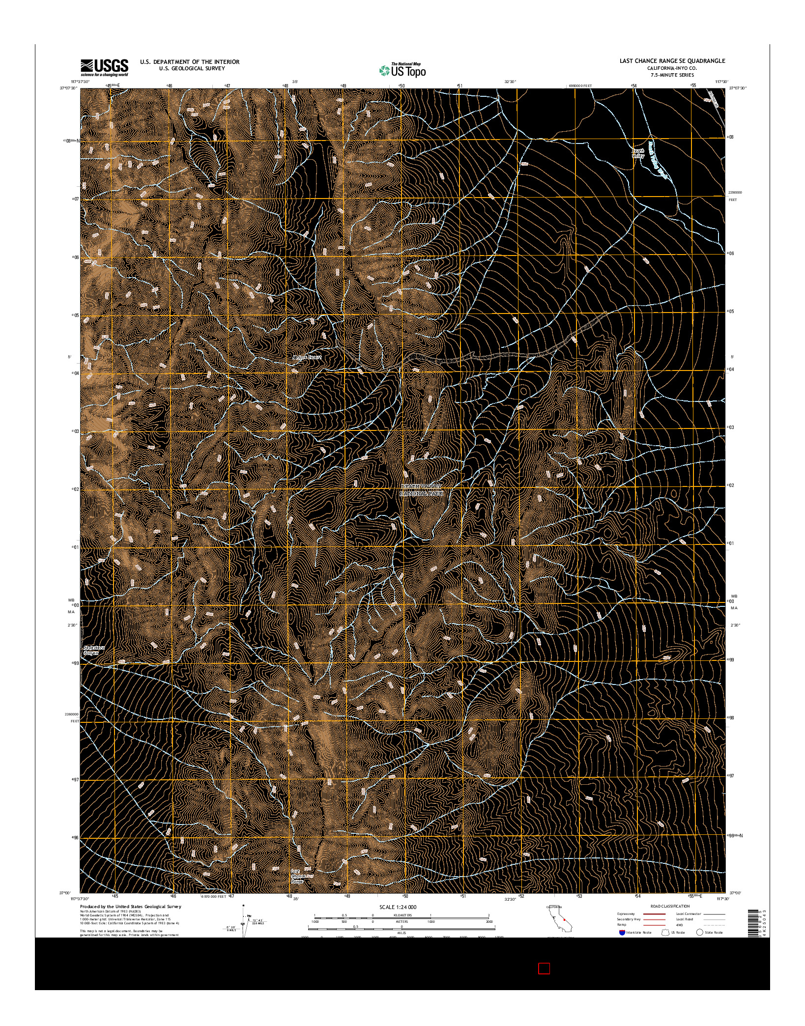 USGS US TOPO 7.5-MINUTE MAP FOR LAST CHANCE RANGE SE, CA 2015
