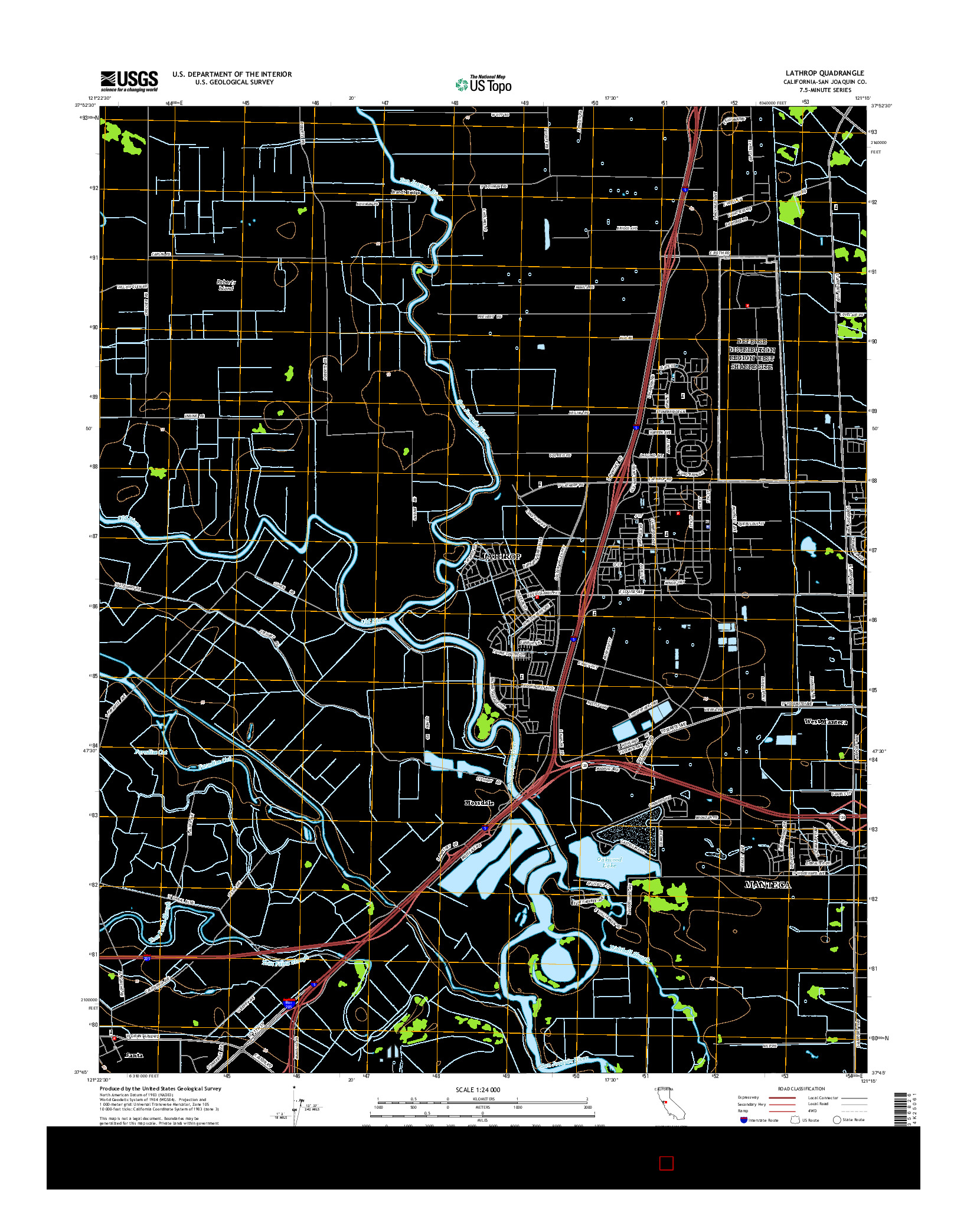 USGS US TOPO 7.5-MINUTE MAP FOR LATHROP, CA 2015