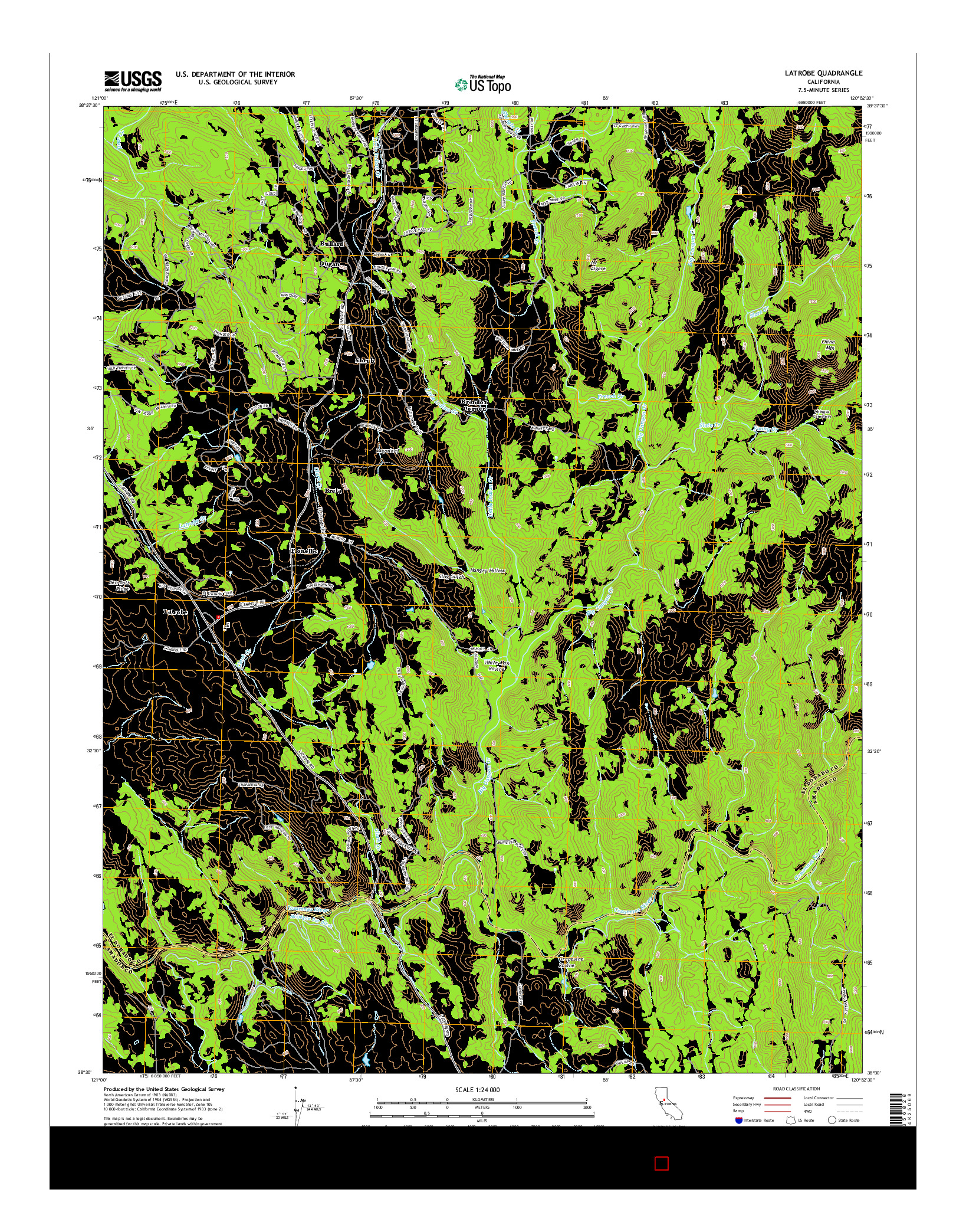 USGS US TOPO 7.5-MINUTE MAP FOR LATROBE, CA 2015